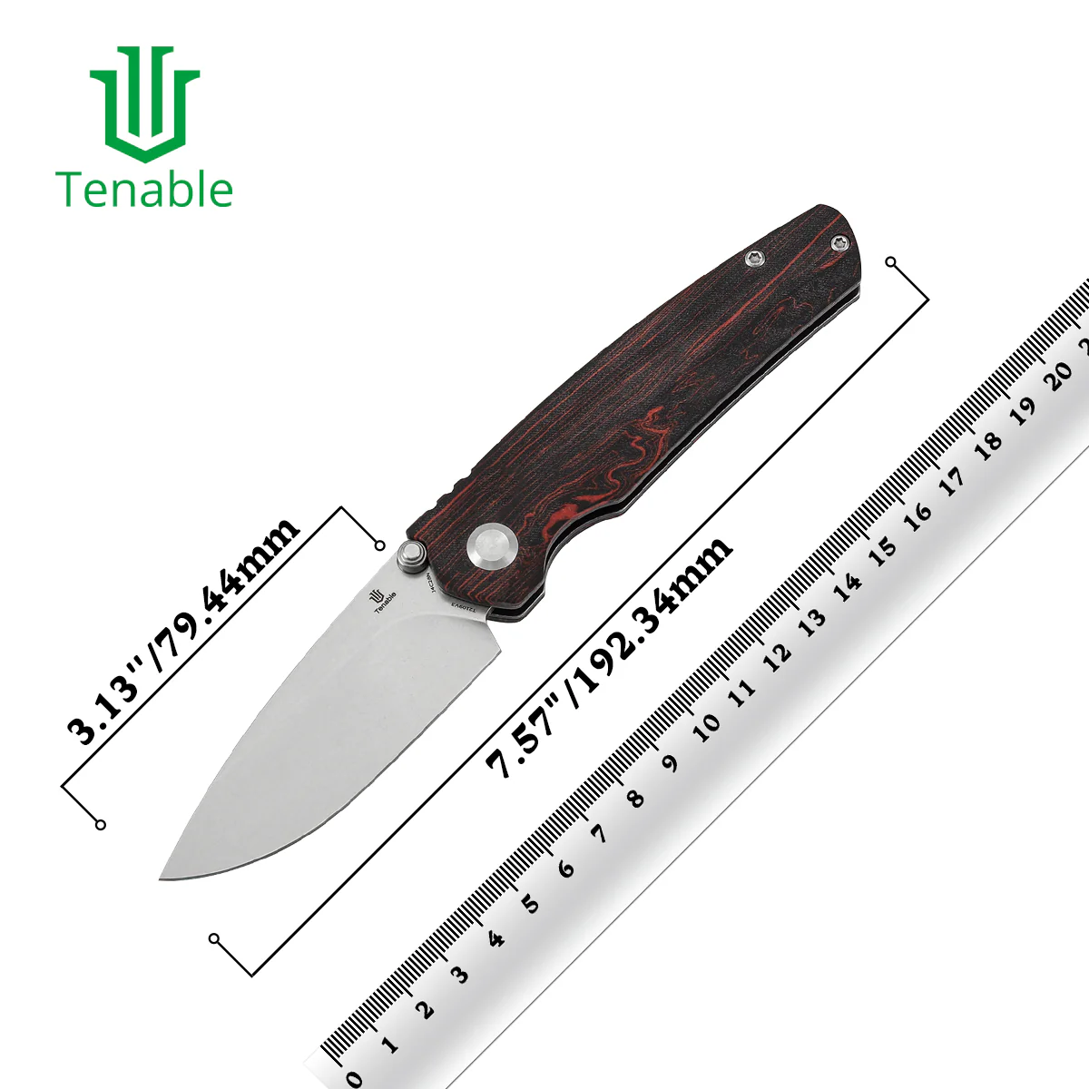 Tenable Raven Cross Bar Lock Folding Knife | 3.14" Stonewashed 14C28N Blade | Red and Black G-mascus Handle | Black Bird Blades Design -T2109V3 - Image 10