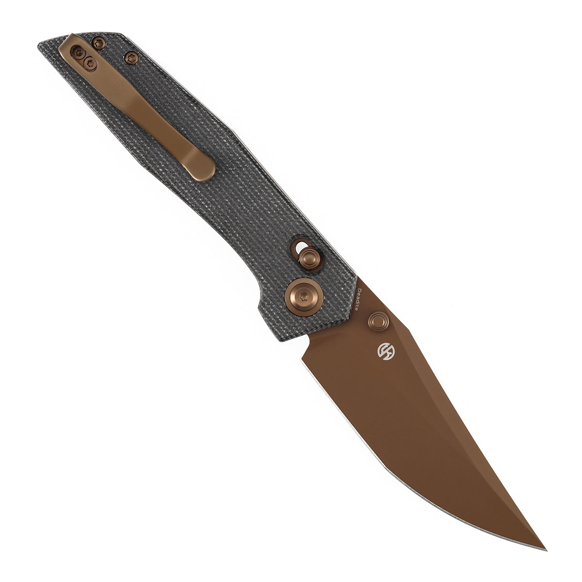 Tenable Deadite Cross Bar Lock Knife | 3.52" Rose Gold 14C28N Blade | Black Micarta Handle | TuffKnives Design - B1081V3 - Image 5