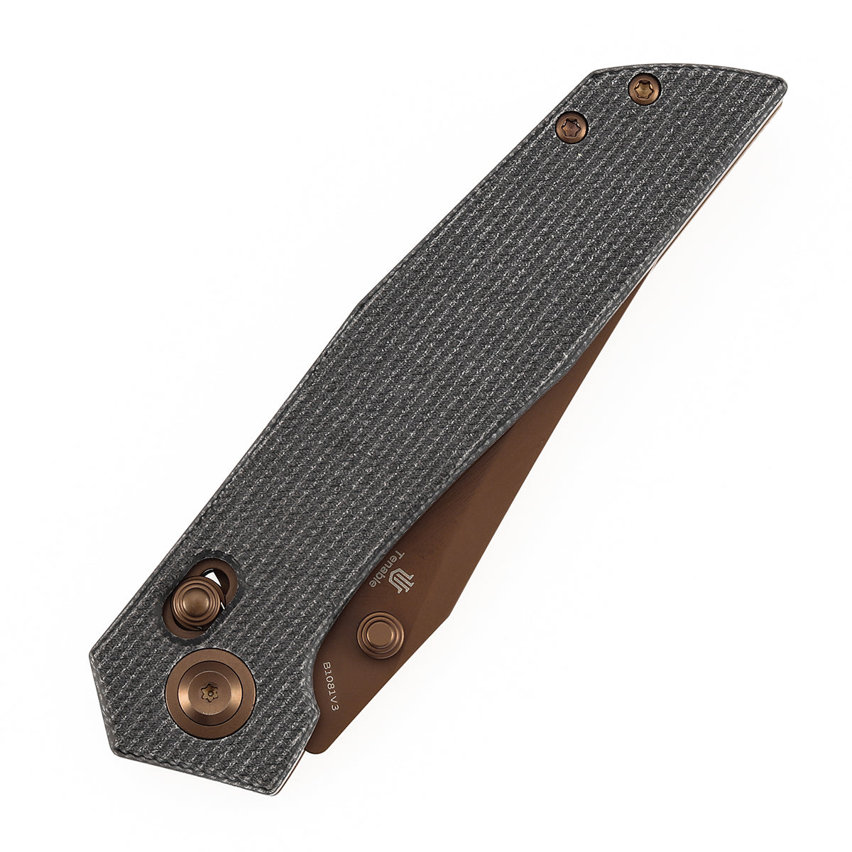 Tenable Deadite Cross Bar Lock Knife | 3.52" Rose Gold 14C28N Blade | Black Micarta Handle | TuffKnives Design - B1081V3 - Image 9