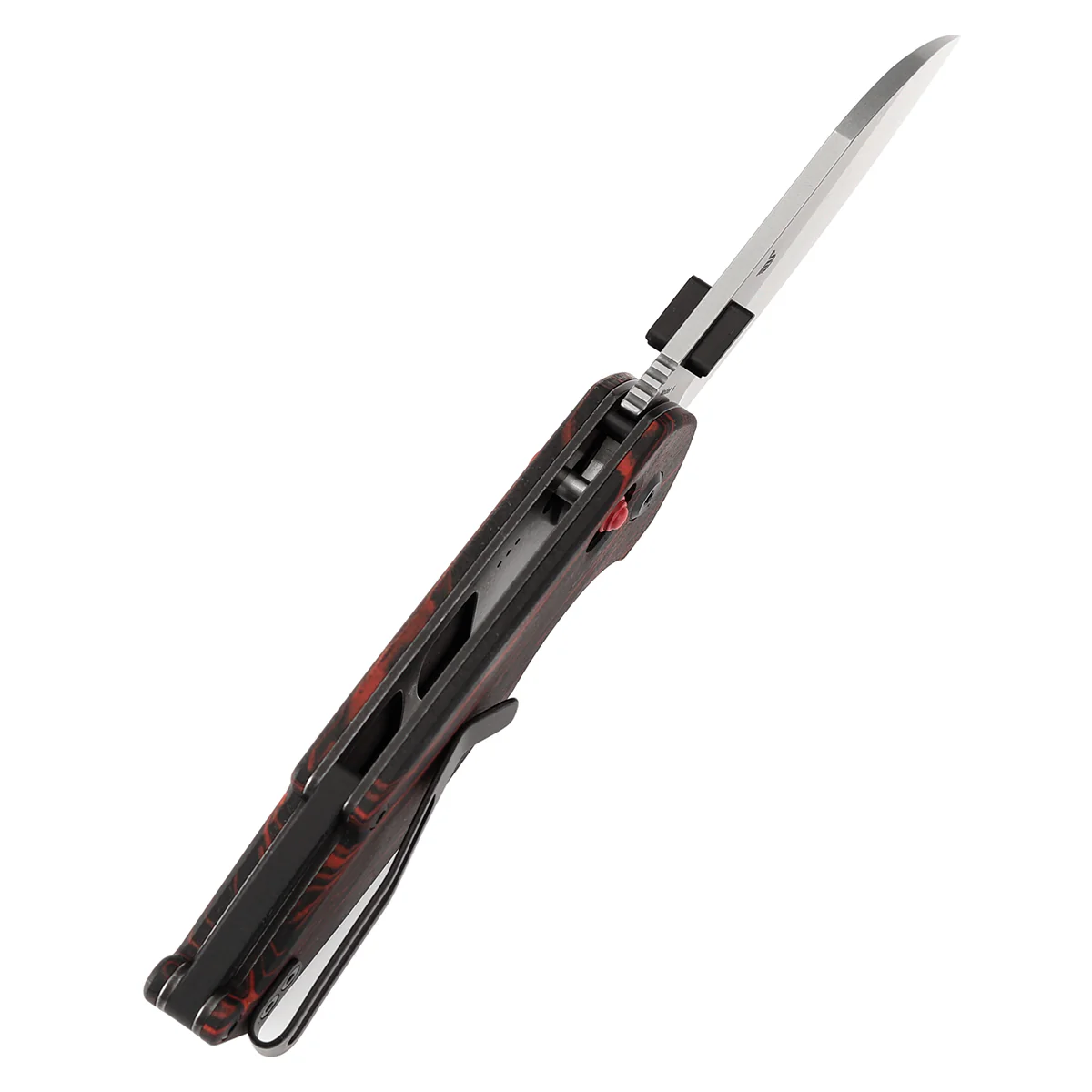 Tenable Model 6 Cross Bar Lock | Red & Black G-mascus Handle | 3.1" Stonewashed 14C28N Blade | Nick Swan Design--T1022V8 - Image 5