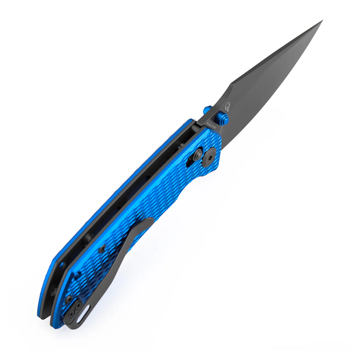 Tenable Fenrir Cross Bar Lock Folding Knife| 3.48'' Gray TiCn Coated Nitro V Blade | Blue Anodized Aluminum with Diamond Pattern Handle | Sparrow Knife Design| T1034V15 - Image 6