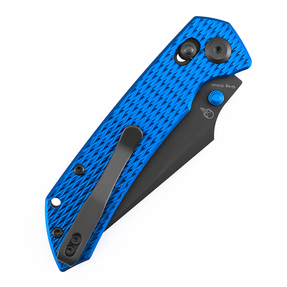 Tenable Fenrir Cross Bar Lock Folding Knife| 3.48'' Gray TiCn Coated Nitro V Blade | Blue Anodized Aluminum with Diamond Pattern Handle | Sparrow Knife Design| T1034V15 - Image 9