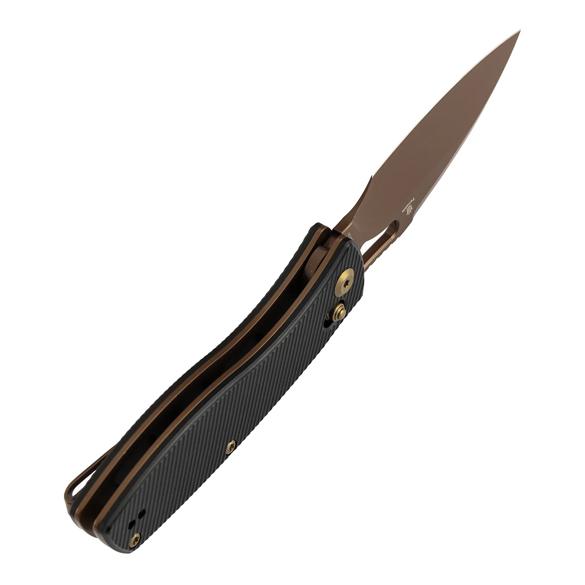 Heron Crossbar Lock Folding Knife - 3.13" Rose Gold Nitro V Blade | Black Aluminum Handle | Johan Jordaan-B2124V2 - Image 4