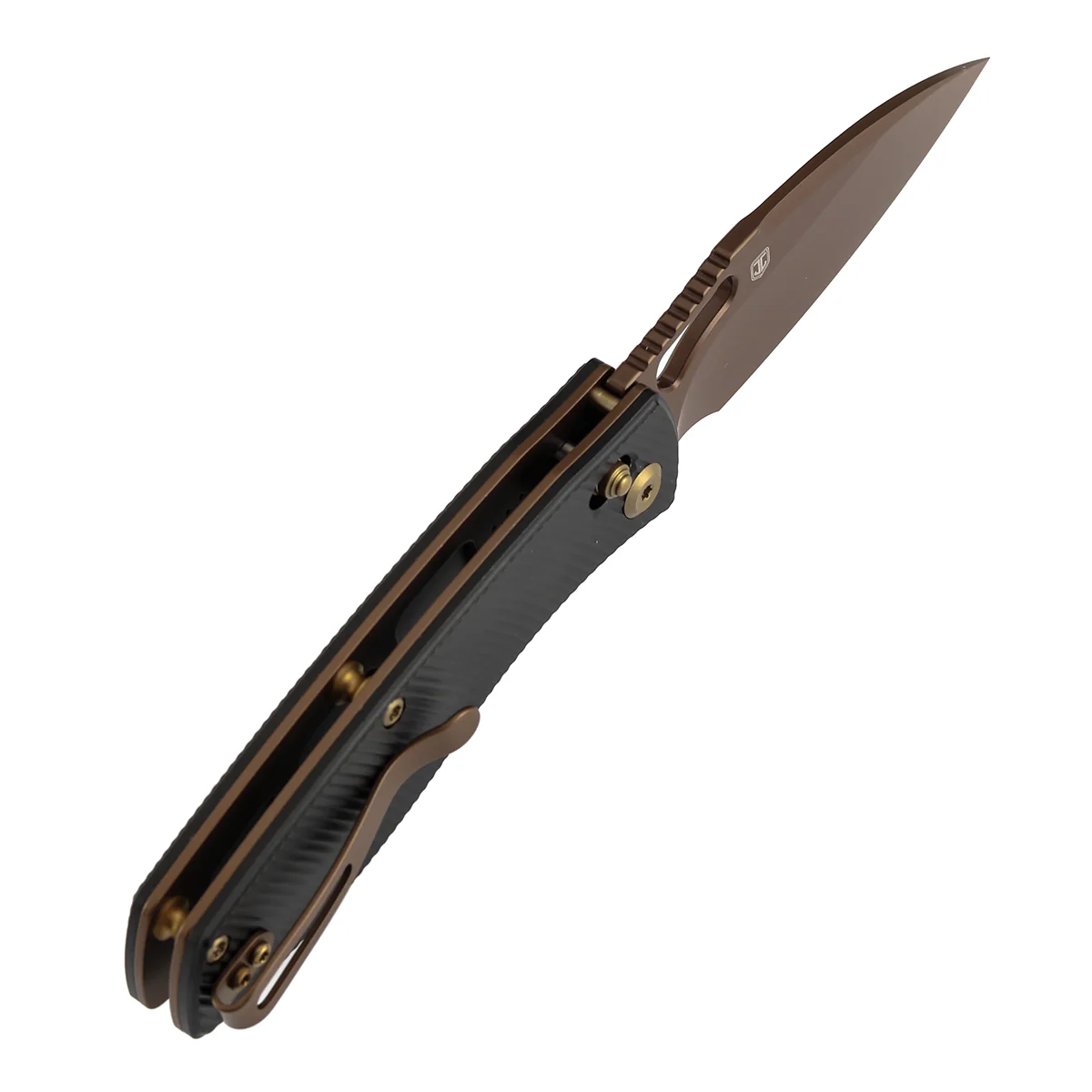 Heron Crossbar Lock Folding Knife - 3.13" Rose Gold Nitro V Blade | Black Aluminum Handle | Johan Jordaan-B2124V2 - Image 5