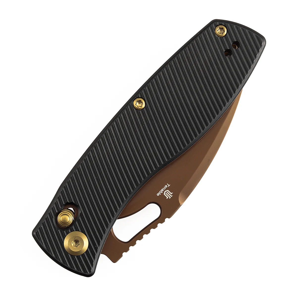 Heron Crossbar Lock Folding Knife - 3.13" Rose Gold Nitro V Blade | Black Aluminum Handle | Johan Jordaan-B2124V2 - Image 6