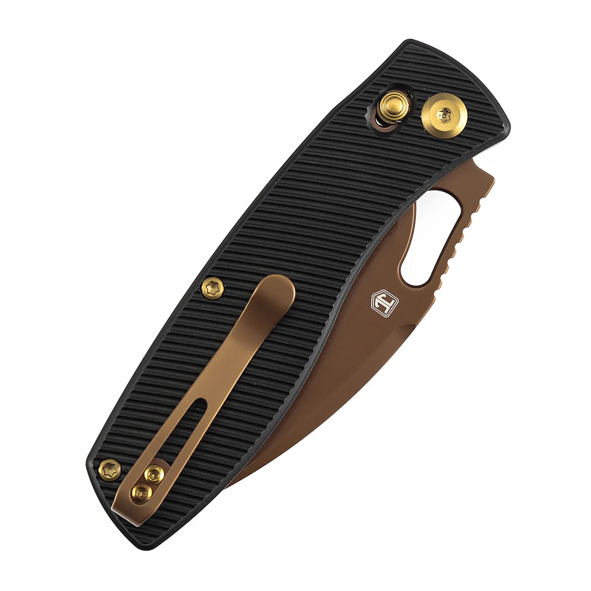 Heron Crossbar Lock Folding Knife - 3.13" Rose Gold Nitro V Blade | Black Aluminum Handle | Johan Jordaan-B2124V2 - Image 7