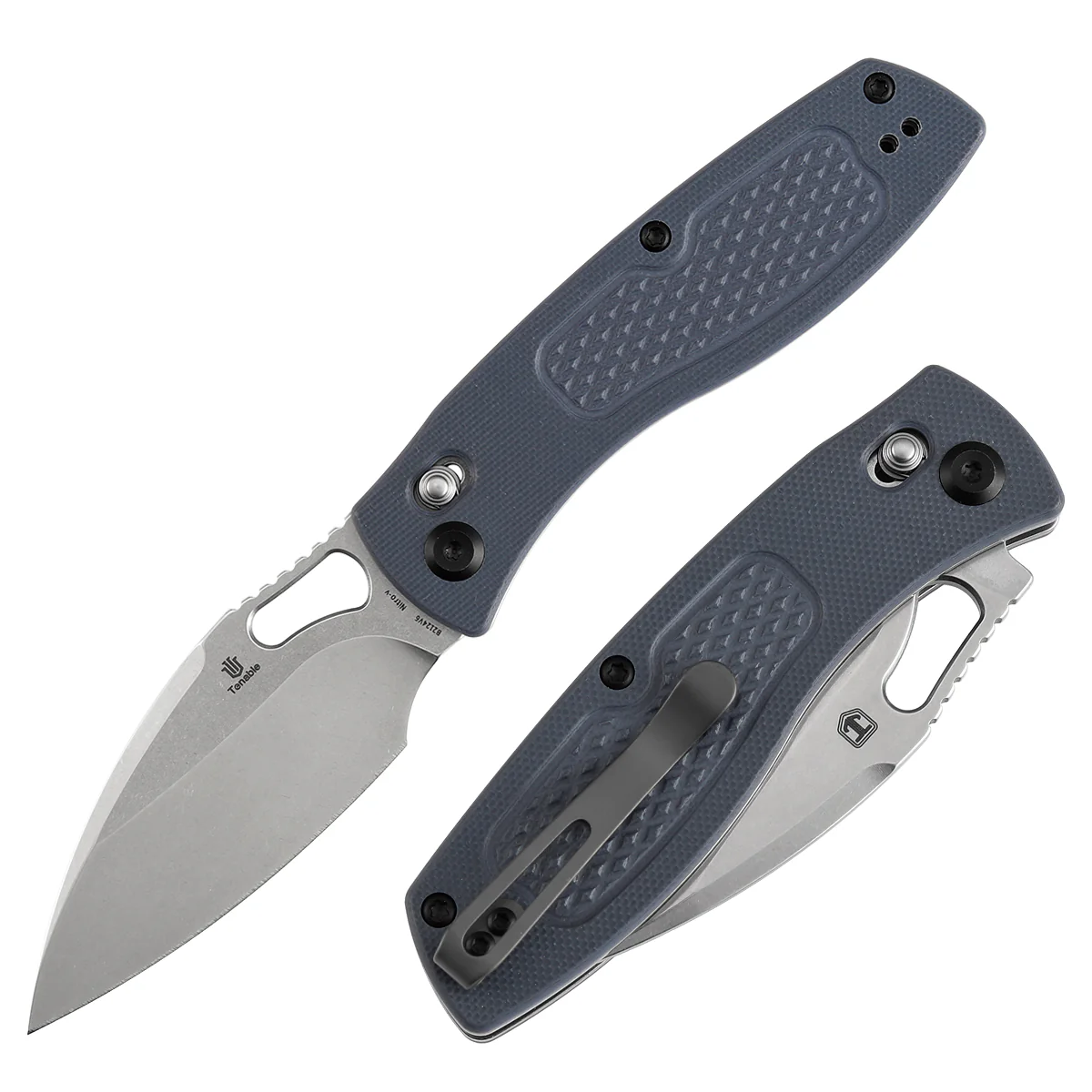 Heron Crossbar Lock Folding Knife - 3.13" Nitro V Blade | Gray G10 Handle with Diamond Pattern| Johan Jordaan - B2124V6