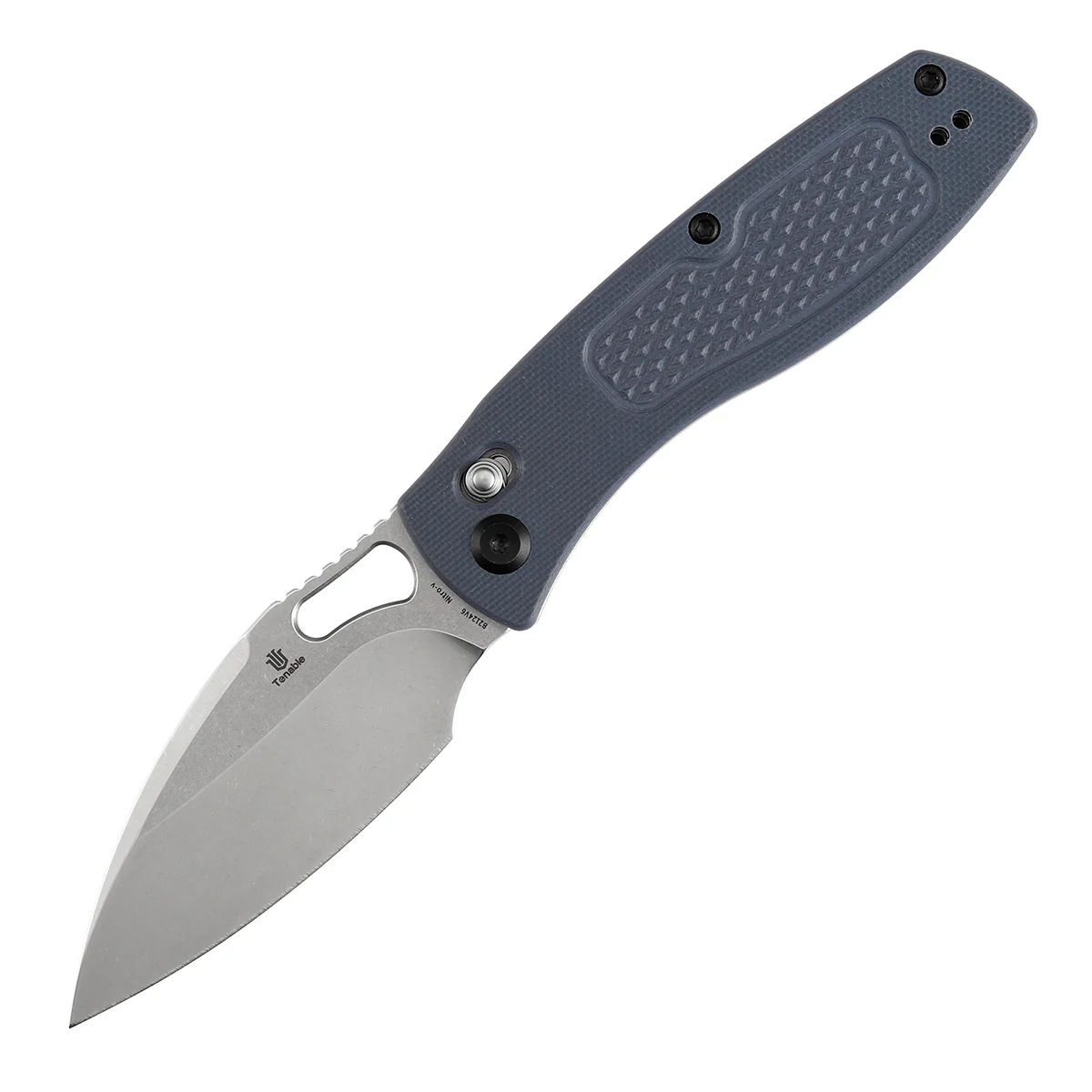 Heron Crossbar Lock Folding Knife - 3.13" Nitro V Blade | Gray G10 Handle with Diamond Pattern| Johan Jordaan - B2124V6 - Image 2