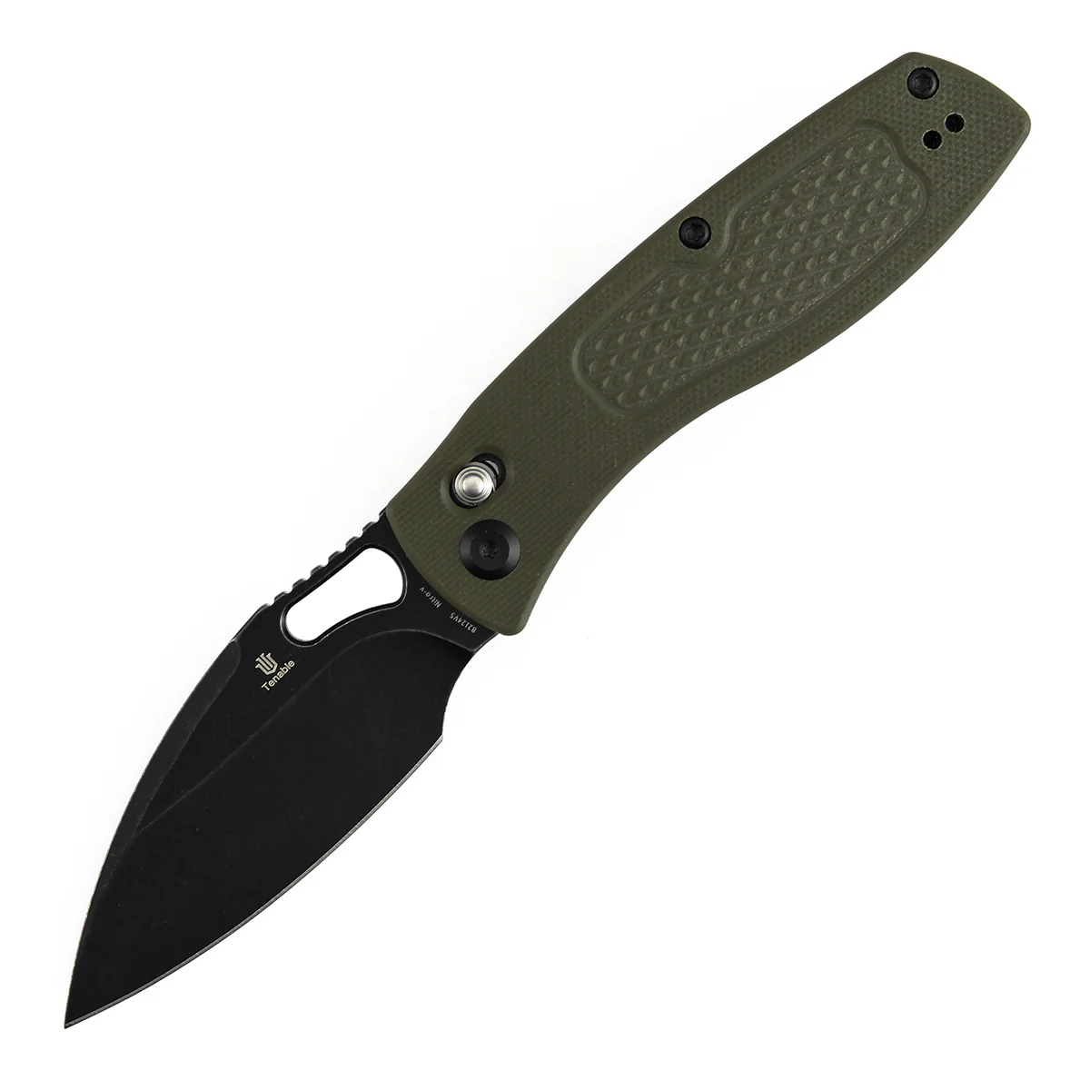 Heron Crossbar Lock Folding Knife - 3.13" Nitro V Blade| Olive Green G10 Handle with Diamond Pattern| Johan Jordaan - B2124V5 - Image 2