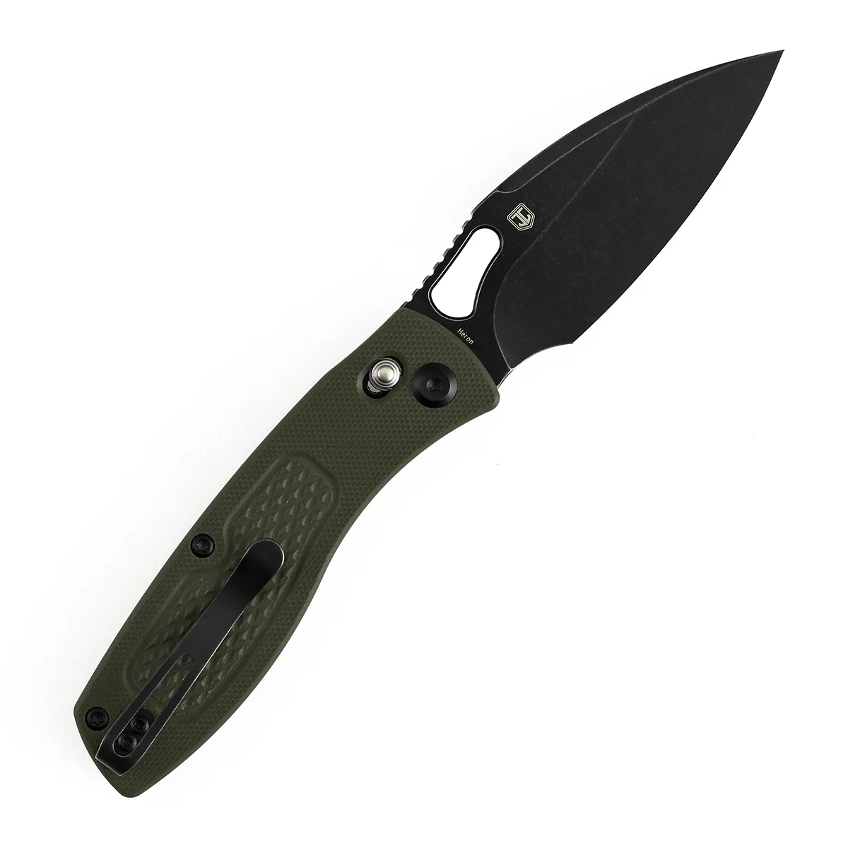 Heron Crossbar Lock Folding Knife - 3.13" Nitro V Blade| Olive Green G10 Handle with Diamond Pattern| Johan Jordaan - B2124V5 - Image 8