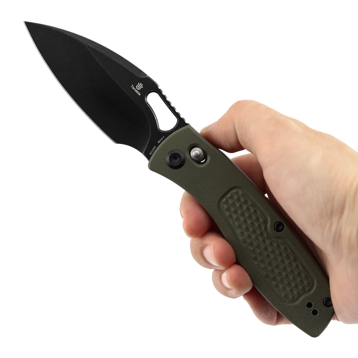 Heron Crossbar Lock Folding Knife - 3.13" Nitro V Blade| Olive Green G10 Handle with Diamond Pattern| Johan Jordaan - B2124V5 - Image 9