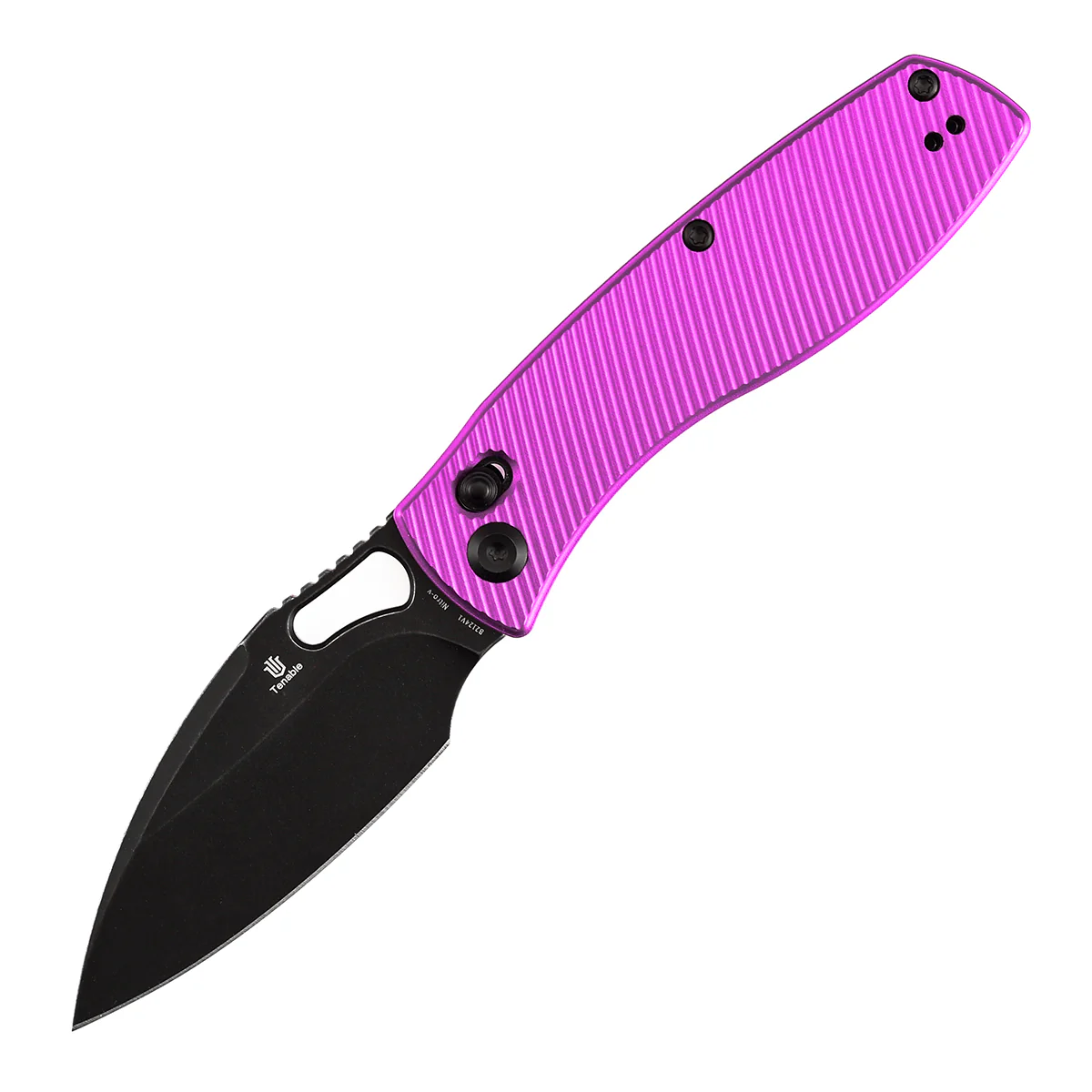 Heron Crossbar Lock Folding Knife - 3.13" Nitro-V Blade | Purple Aluminum Handle | Johan Jordaan- B2124V1 - Image 2