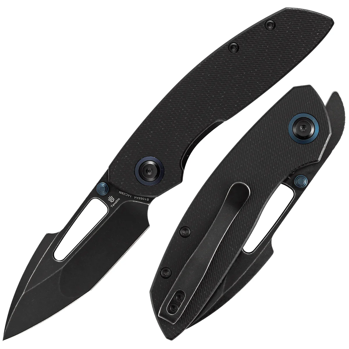 Tenable Link Folding Knife | 3.0" Blackwash 14C28N Blade | Black Micarta Handle| Triple Stripe Knives Design | B1068A4