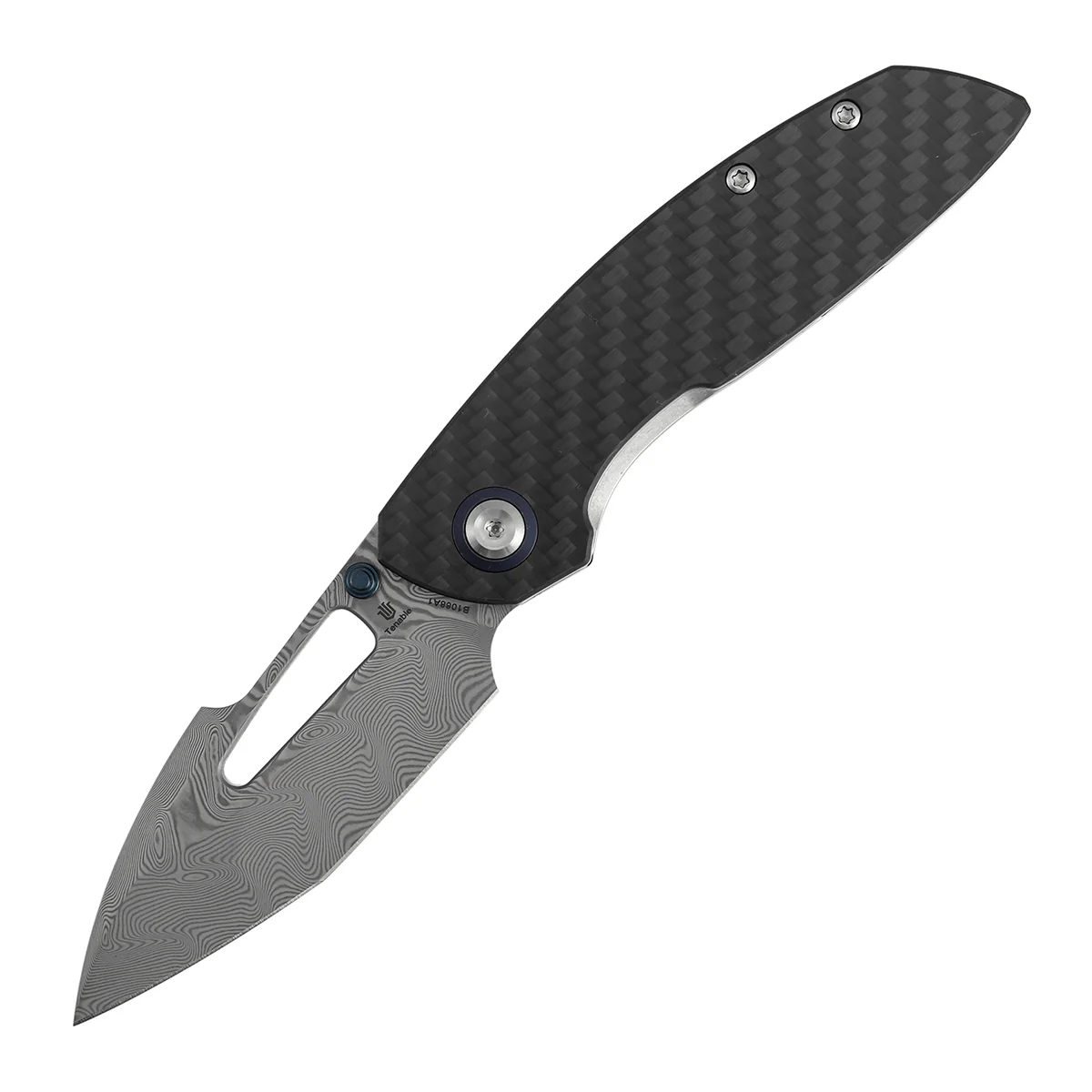 Tenable Link Folding Knife | Damascus Blade | Twill Carbon FIber & G10 Handle| Triple Stripe Knives Design | B1068A1 - Image 2