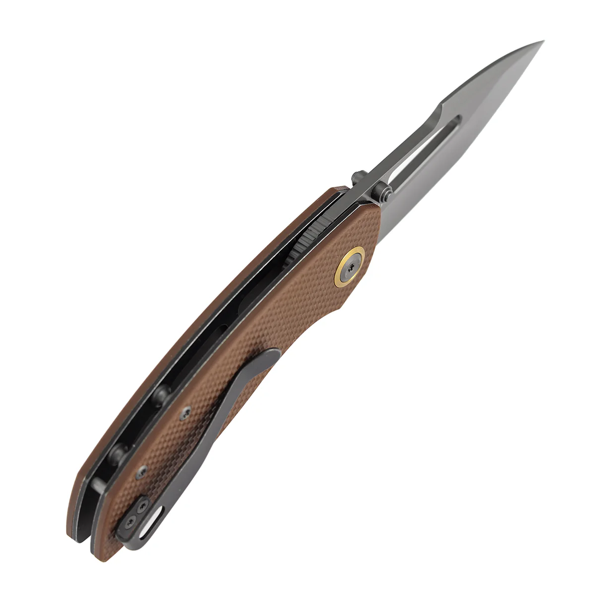 Tenable Link Folding Knife | 3.0" Gray TiCn Coated 14C28N Blade | Brown G10 Handle| Triple Stripe Knives Design | B1068A2 - Image 6