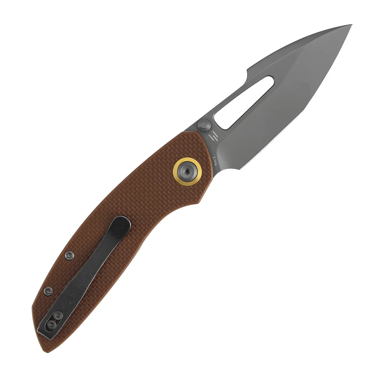 Tenable Link Folding Knife | 3.0" Gray TiCn Coated 14C28N Blade | Brown G10 Handle| Triple Stripe Knives Design | B1068A2 - Image 8