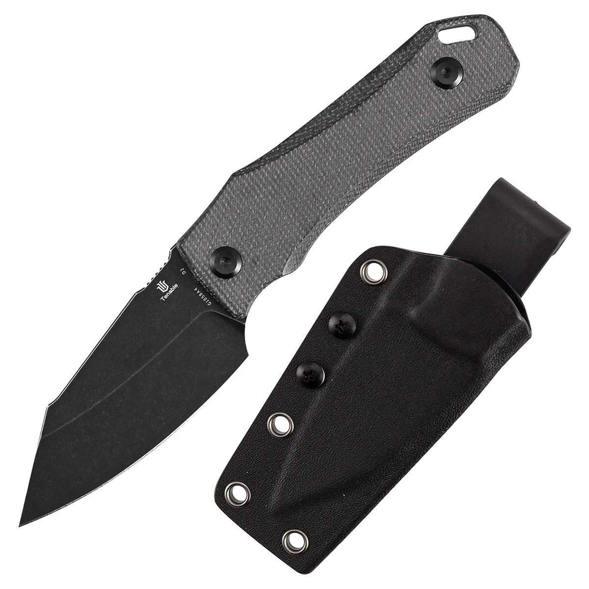 Tenable Loki Fixed Blade Knife |2.99" Blackwash D2 Blade | Black Micarta Handle | Steven Dunnuck Design | G1058A4