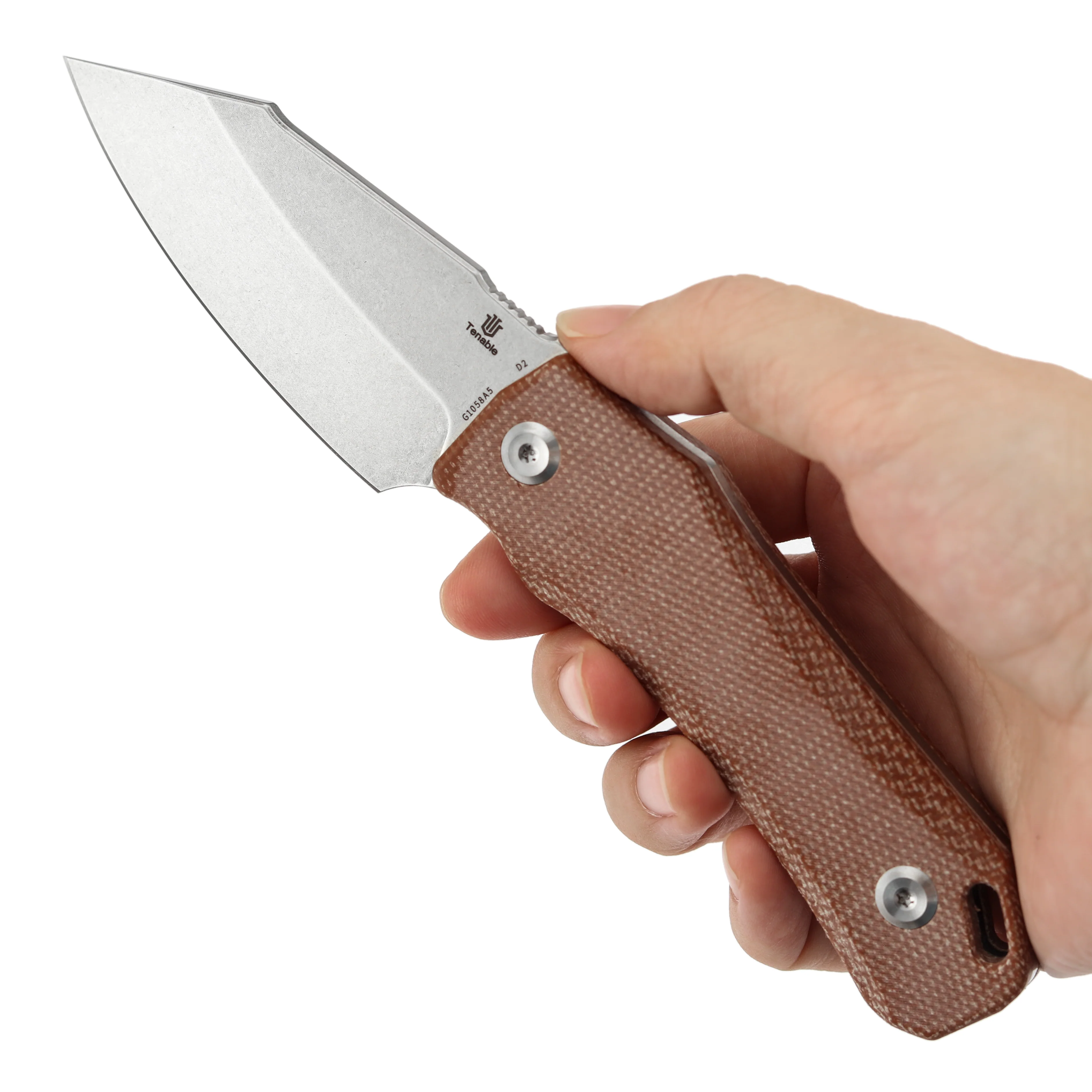 Tenable Loki Fixed Blade Knife |2.99" Stonewashed D2 Blade | Brown Micarta Handle | Steven Dunnuck Design | G1058A5 - Image 8