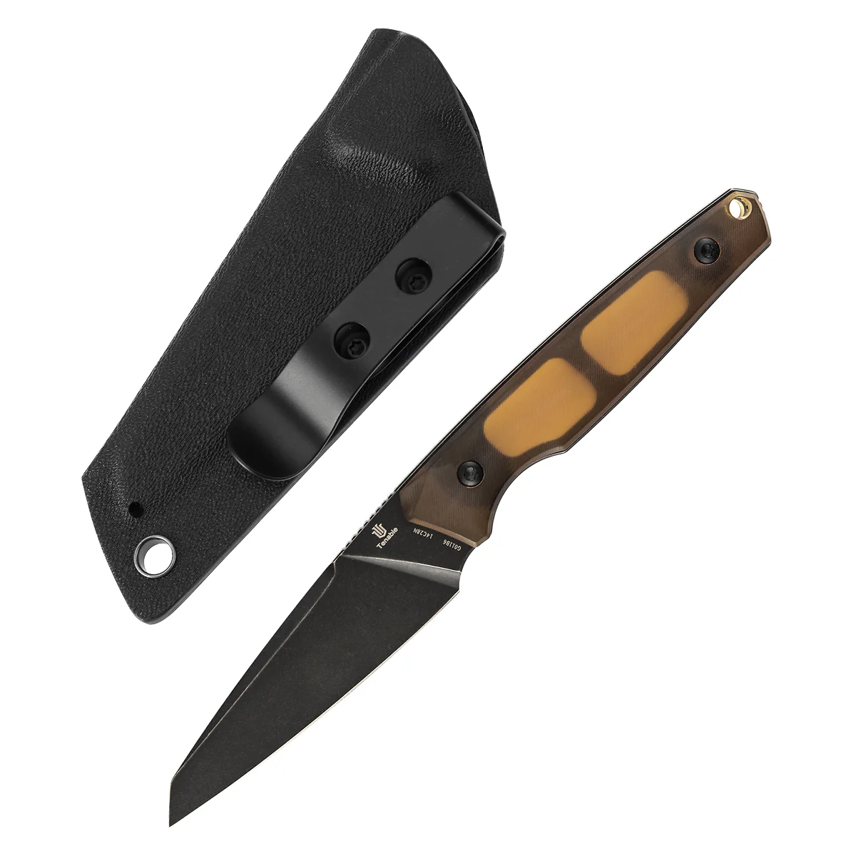Tenable Parr Fixed Blade Knife |2.87'' Blackwash 14C28N Blade | Amber PEI Handle | Jonathan Styles-G011B6