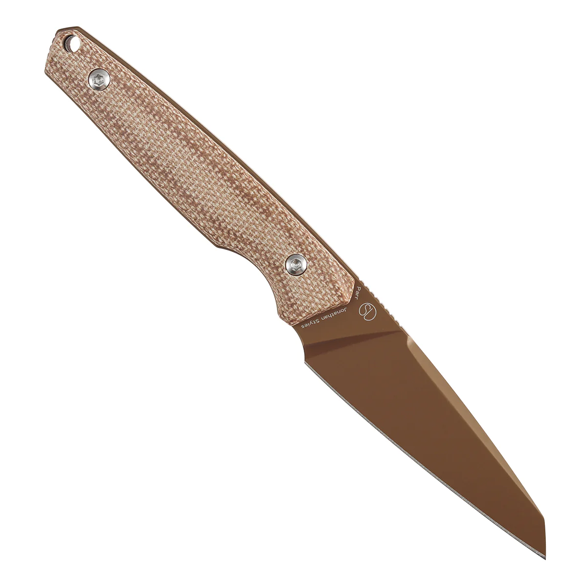 Tenable Parr Fixed Blade Knife | 2.87'' Rose Gold Coated 14C28N Blade | Brown Micarta Handle | Jonathan Styles - G011B7 - Image 4