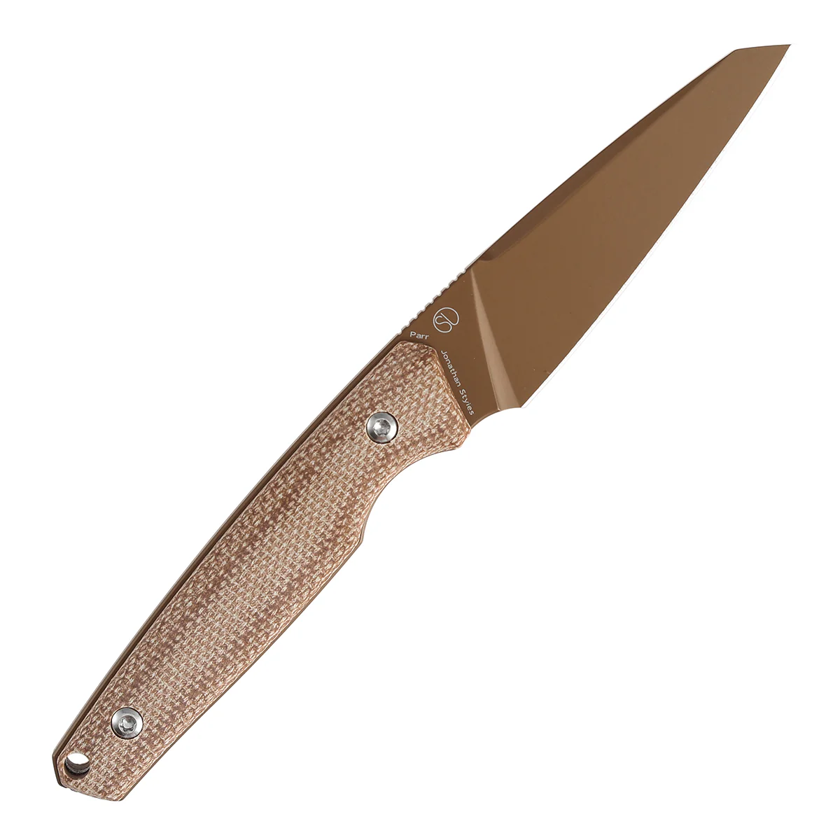 Tenable Parr Fixed Blade Knife | 2.87'' Rose Gold Coated 14C28N Blade | Brown Micarta Handle | Jonathan Styles - G011B7 - Image 5