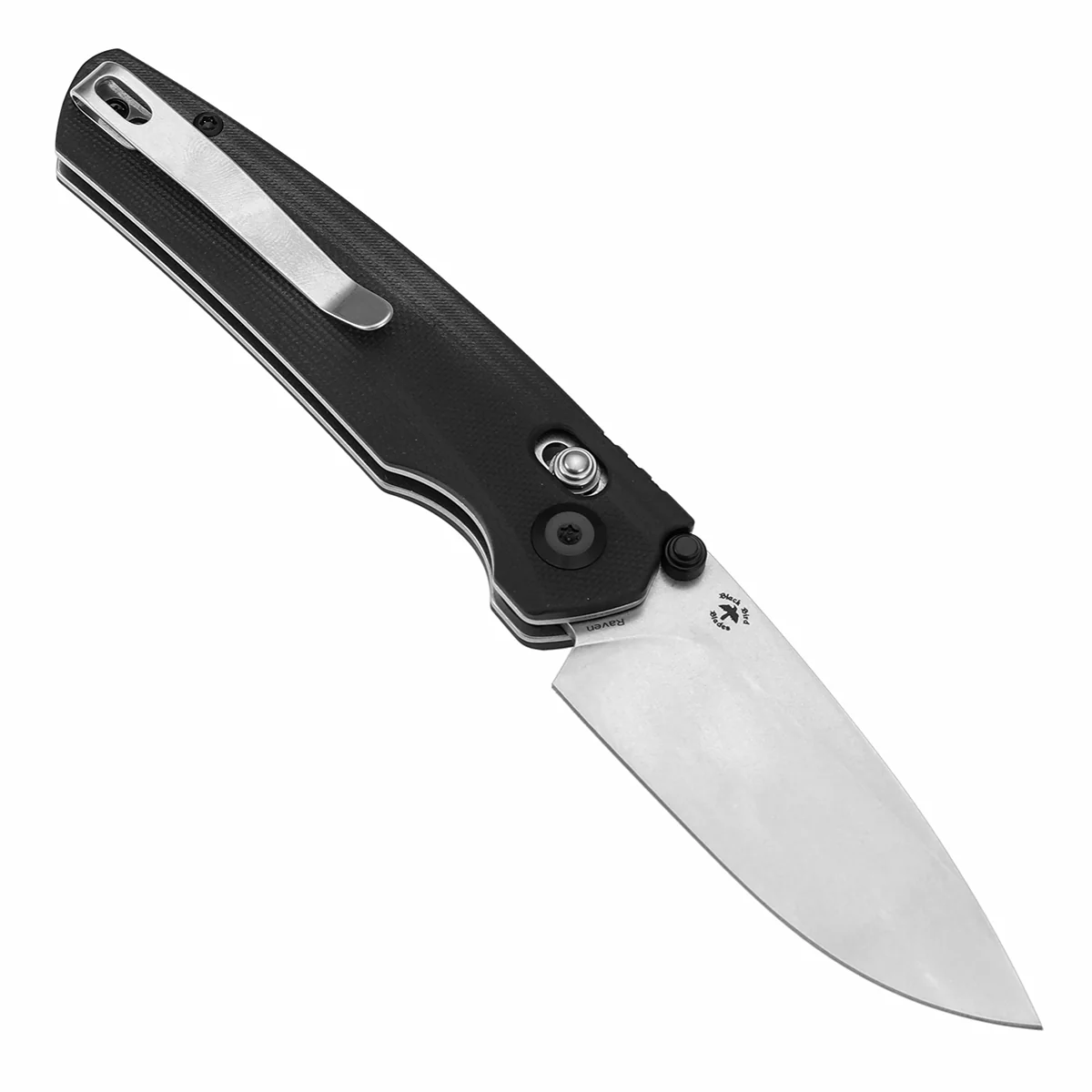 Tenable Raven Cross Bar Lock Folding Knife | 3.14" Stonewashed 14C28N Blade | Black G10 Handle | Black Bird Blades Design - T2109V4 - Image 3