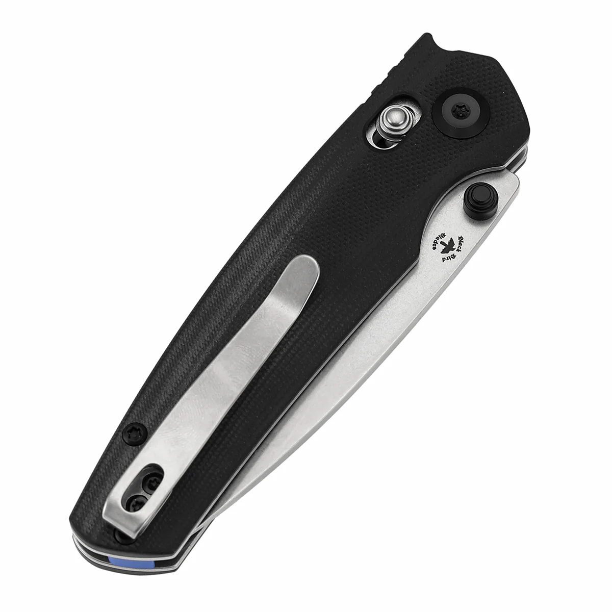 Tenable Raven Cross Bar Lock Folding Knife | 3.14" Stonewashed 14C28N Blade | Black G10 Handle | Black Bird Blades Design - T2109V4 - Image 7
