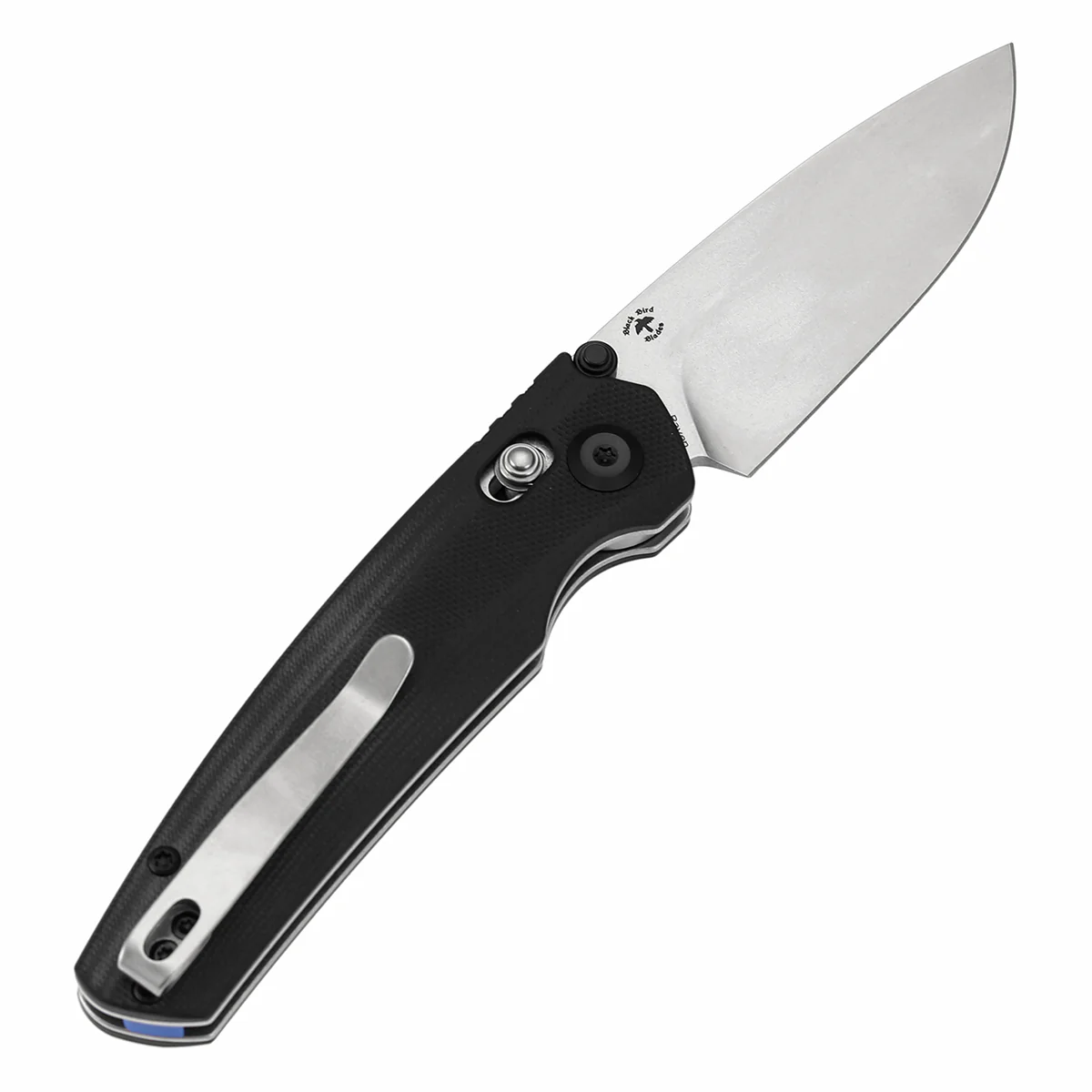 Tenable Raven Cross Bar Lock Folding Knife | 3.14" Stonewashed 14C28N Blade | Black G10 Handle | Black Bird Blades Design - T2109V4 - Image 8