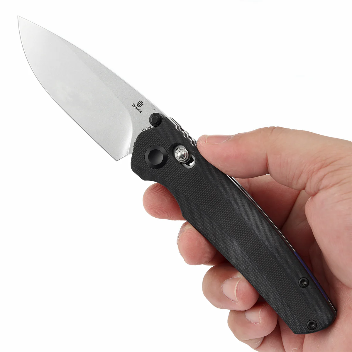 Tenable Raven Cross Bar Lock Folding Knife | 3.14" Stonewashed 14C28N Blade | Black G10 Handle | Black Bird Blades Design - T2109V4 - Image 9