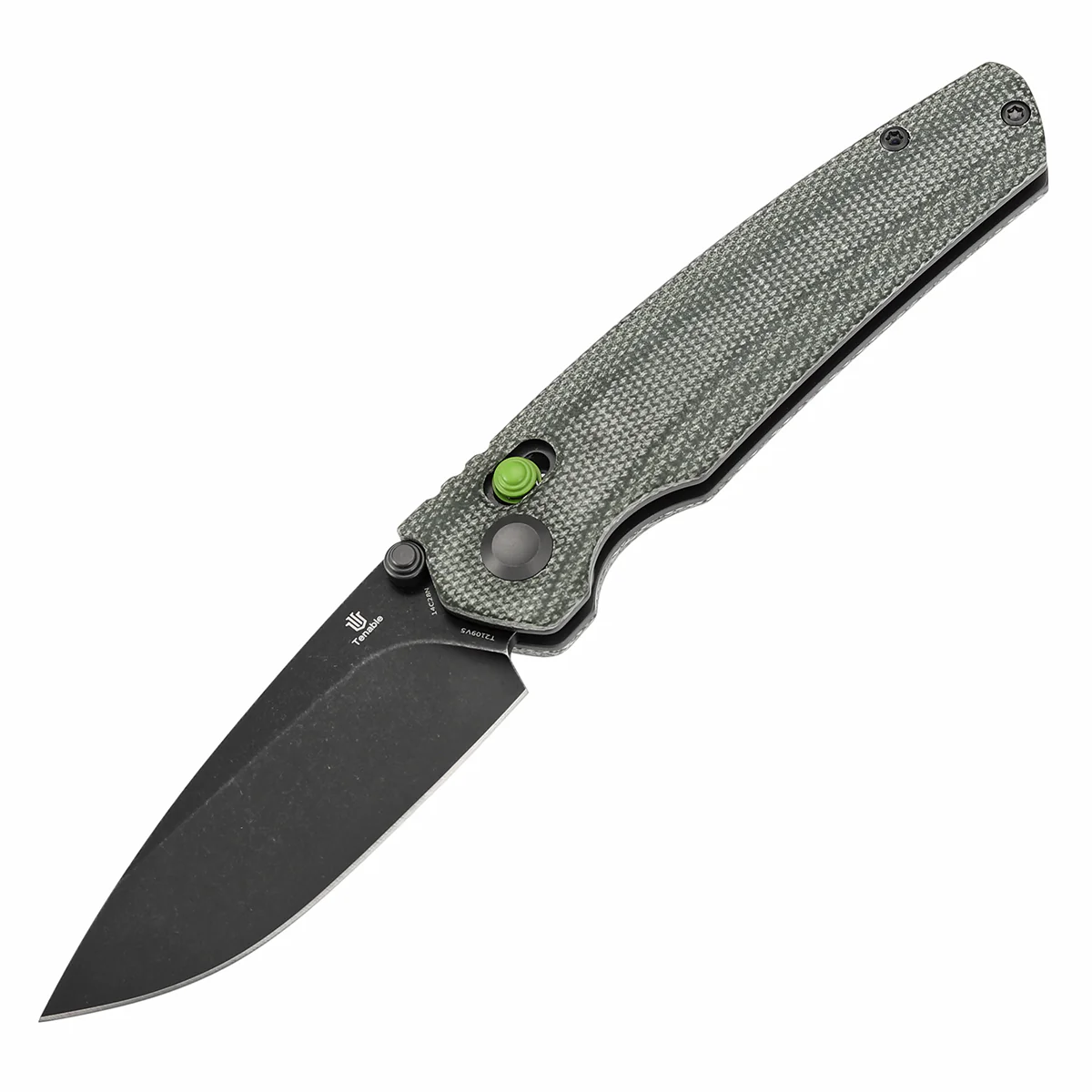 Tenable Raven Cross Bar Lock Folding Knife | 3.14" Blackwash 14C28N Blade | Green Micarta Handle | Black Bird Blades Design- T2109V5 - Image 2