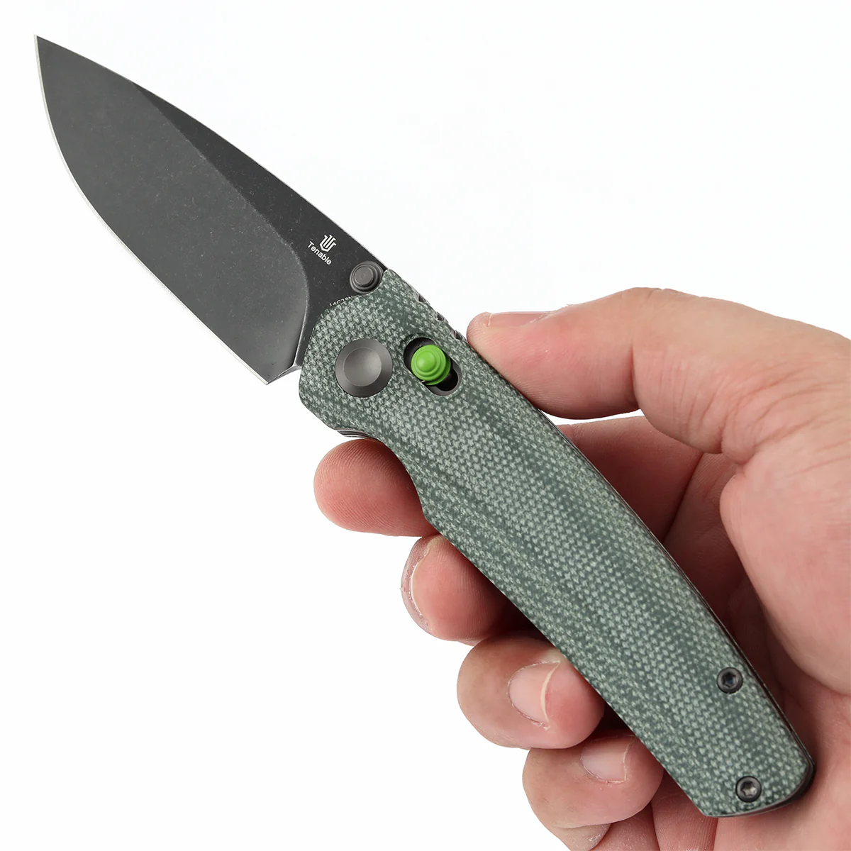 Tenable Raven Cross Bar Lock Folding Knife | 3.14" Blackwash 14C28N Blade | Green Micarta Handle | Black Bird Blades Design- T2109V5 - Image 9