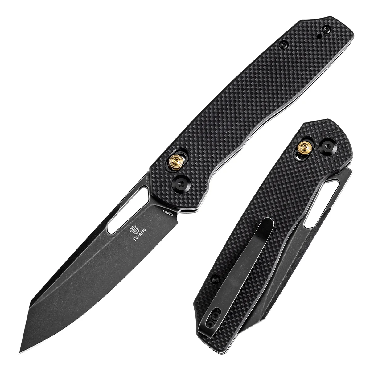 Tenable Shard |Cross Bar Lock Folding Knife | 3.47'' Blackwash 14C28N Blade | Black G10 Handle | Kim Ning Design | T1006V1