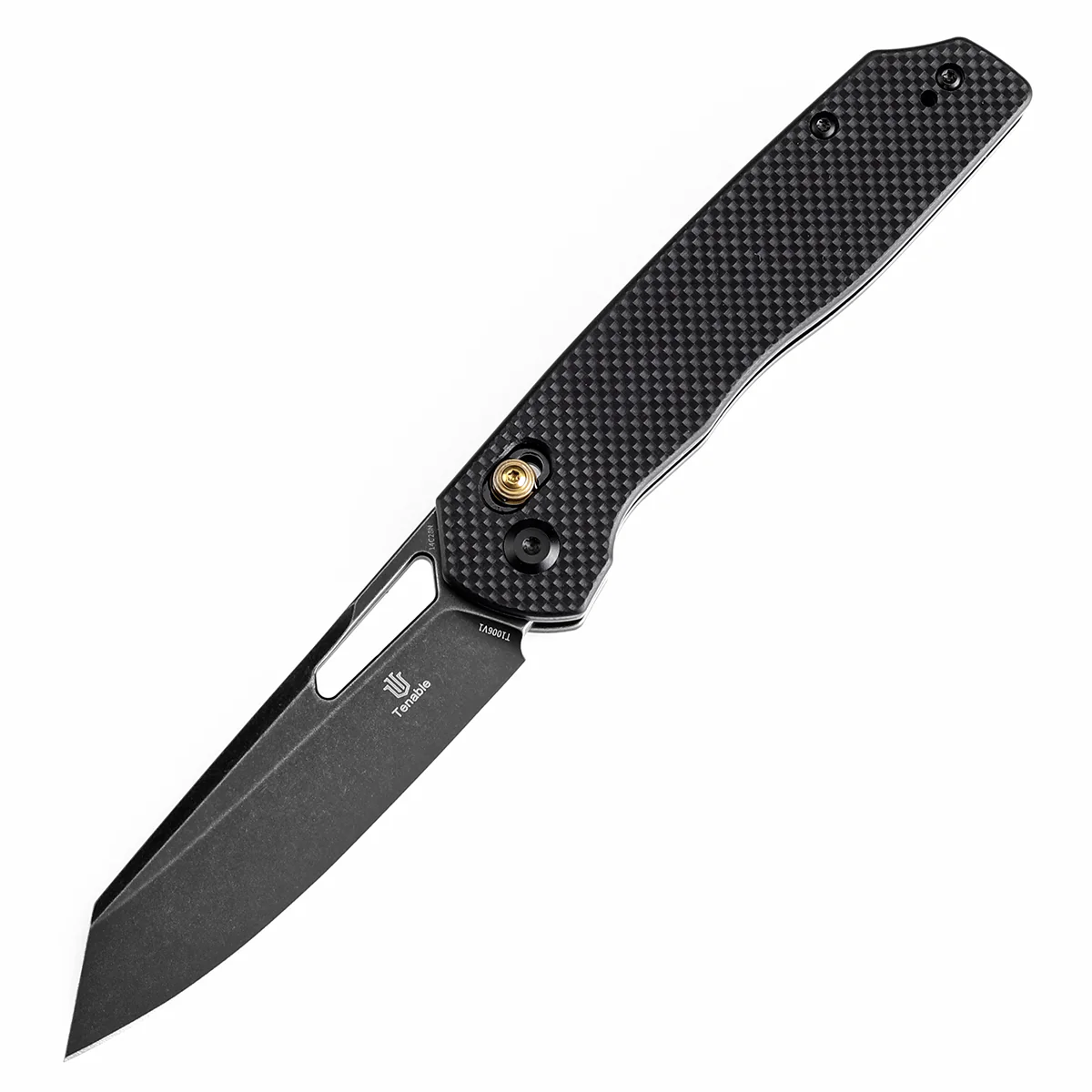 Tenable Shard |Cross Bar Lock Folding Knife | 3.47'' Blackwash 14C28N Blade | Black G10 Handle | Kim Ning Design | T1006V1 - Image 2
