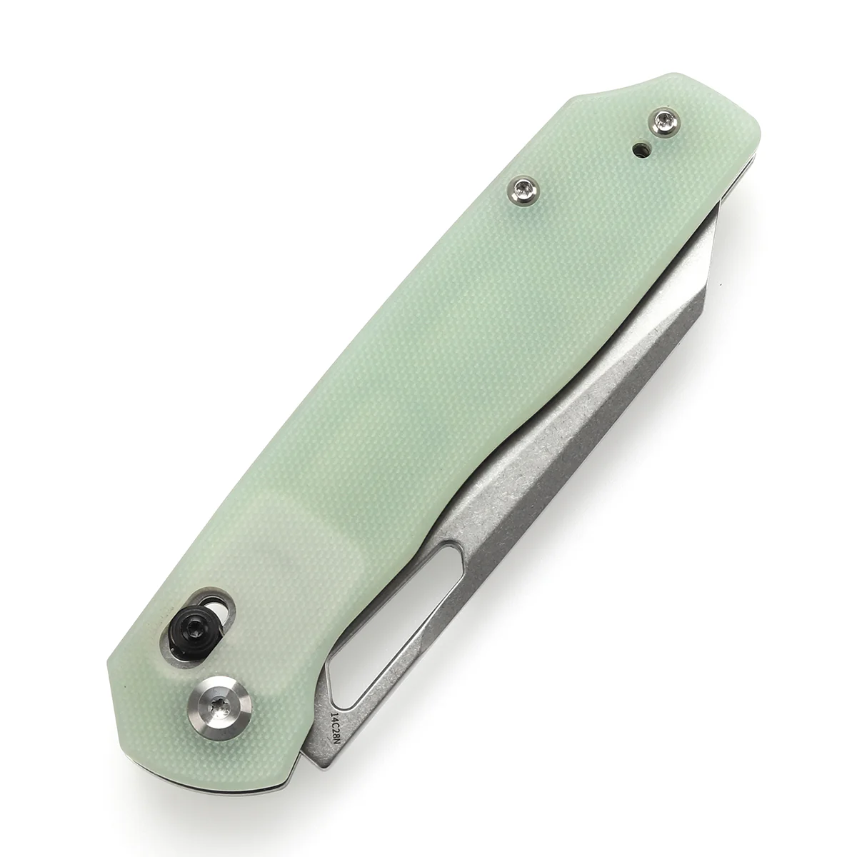 Tenable Shard | Cross Bar Lock Folding Knife | 3.47'' Stonewashed 14C28N Blade | Jade G10 Handle | Kim Ning Design | T1006V6 - Image 6