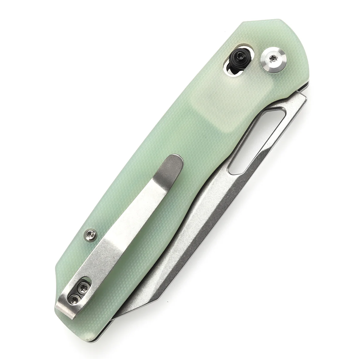 Tenable Shard | Cross Bar Lock Folding Knife | 3.47'' Stonewashed 14C28N Blade | Jade G10 Handle | Kim Ning Design | T1006V6 - Image 7