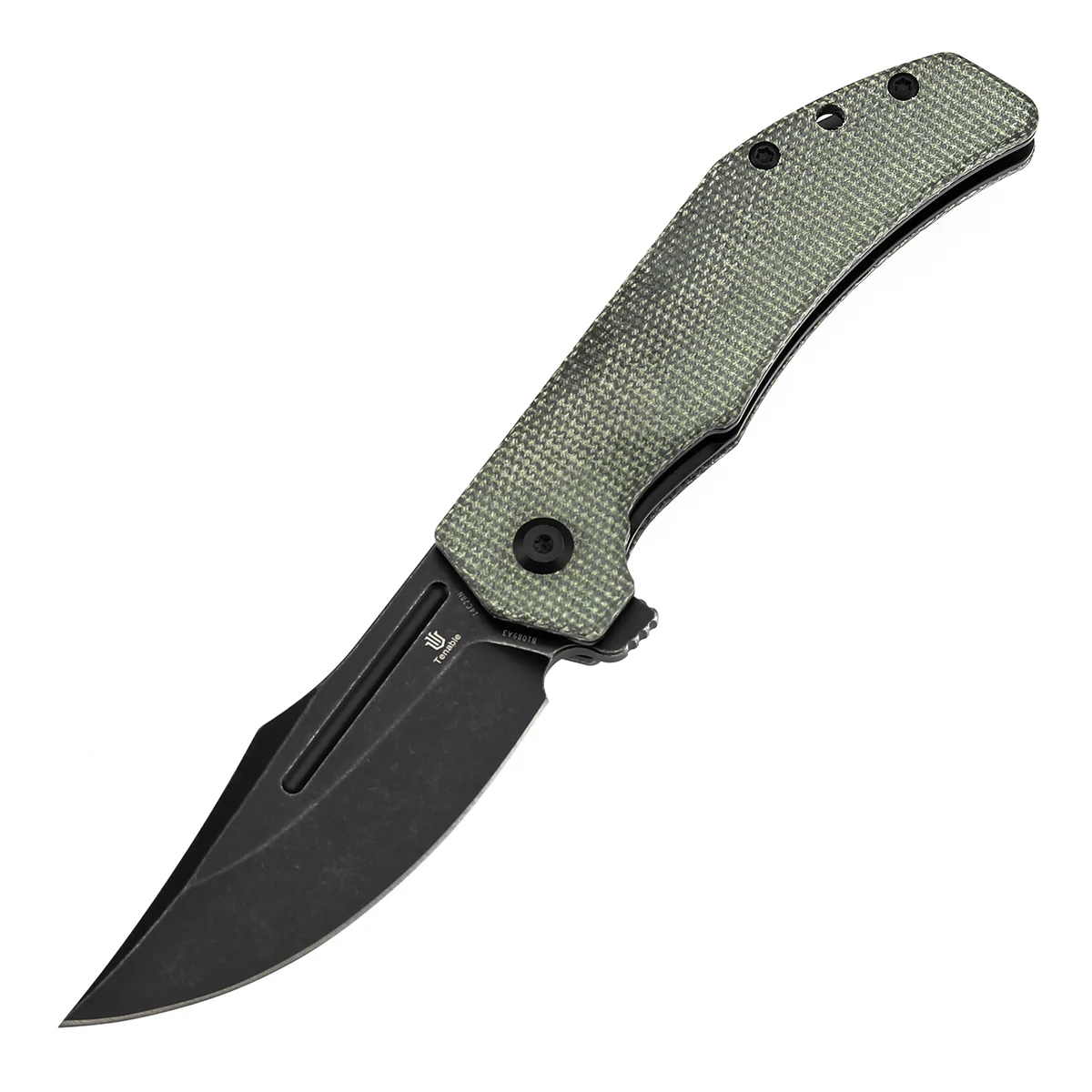 Tenable Orion Flipper Folding Knife | Green Micarta Handle | 3.07" Blackwashed 14C28N | JB Stout Design | B1089A3 - Image 2