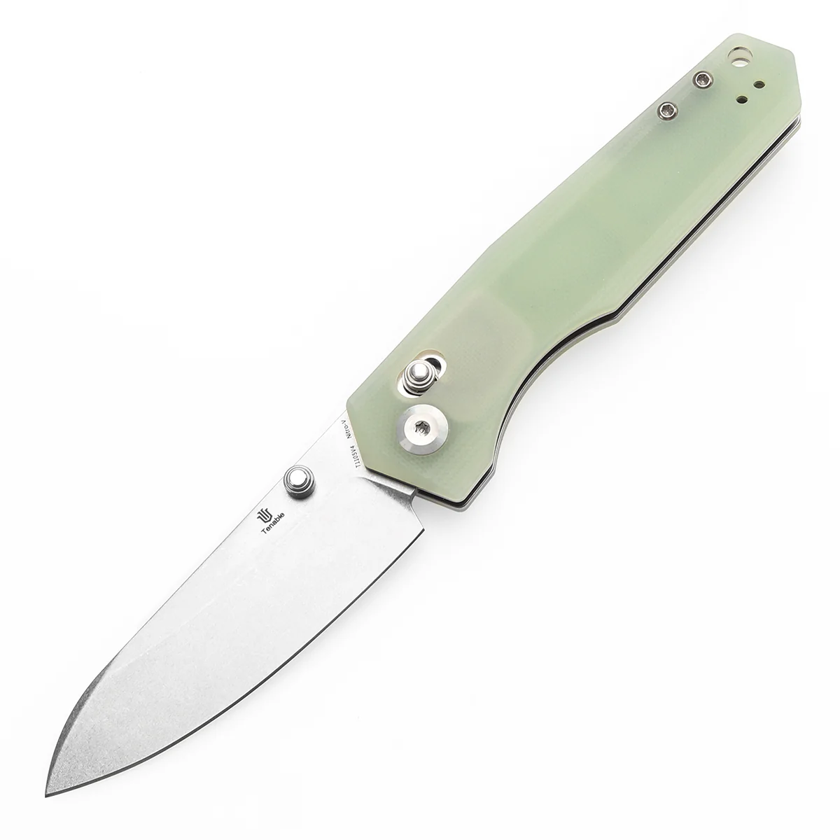 Tenable Beaver Cross Bar Lock Folding Knife Jade G10 Handle (3.44'' Stonewashed Nitro-V Blade) Kim Ning Design-T1105V4 - Image 2