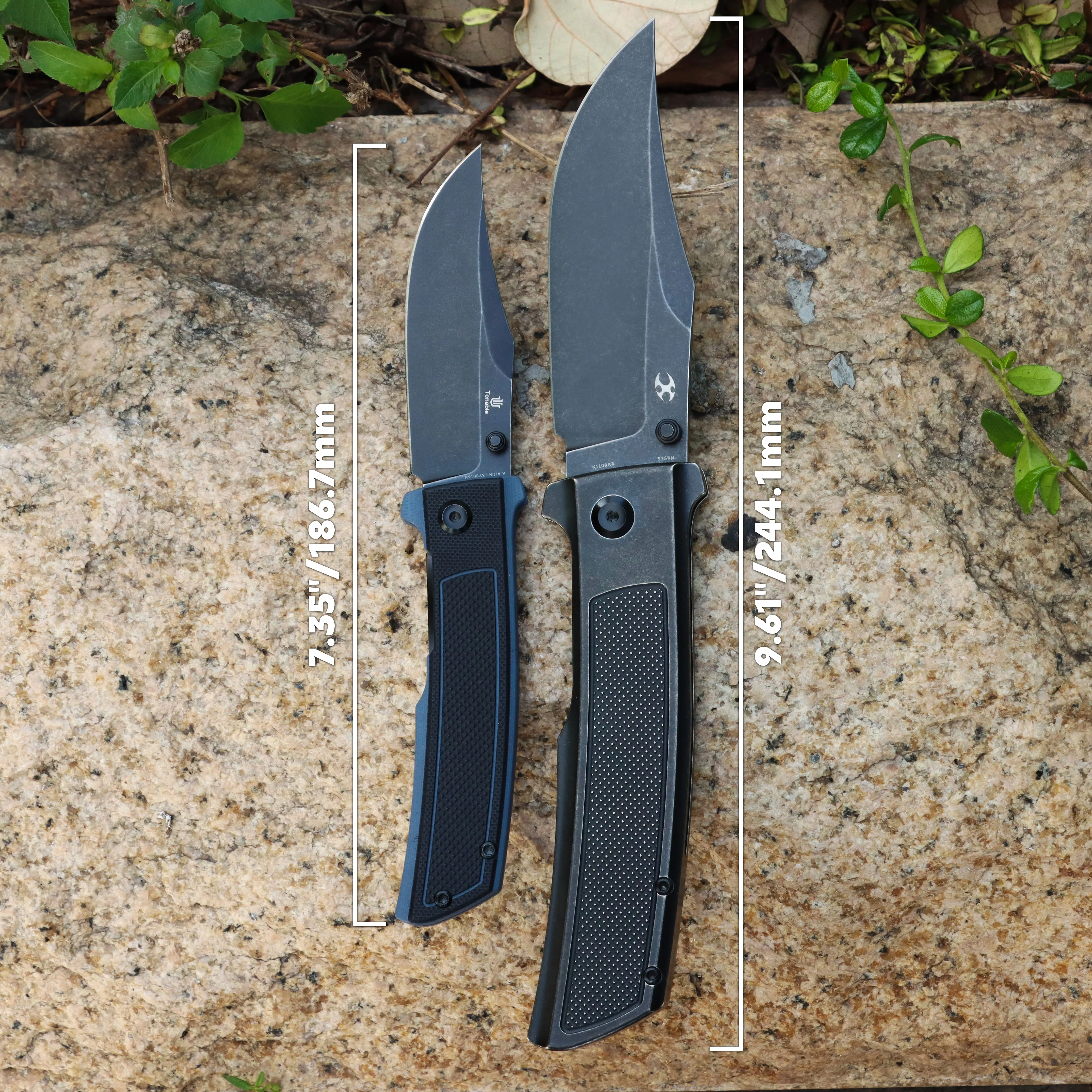 Tenable Bison Folding Knife | 3.24'' Blackwash Nitro V Blade | Black and Gray G10 with Frag Pattern Handle | Ray Laconico Knives Design | B2108A2 - Image 2