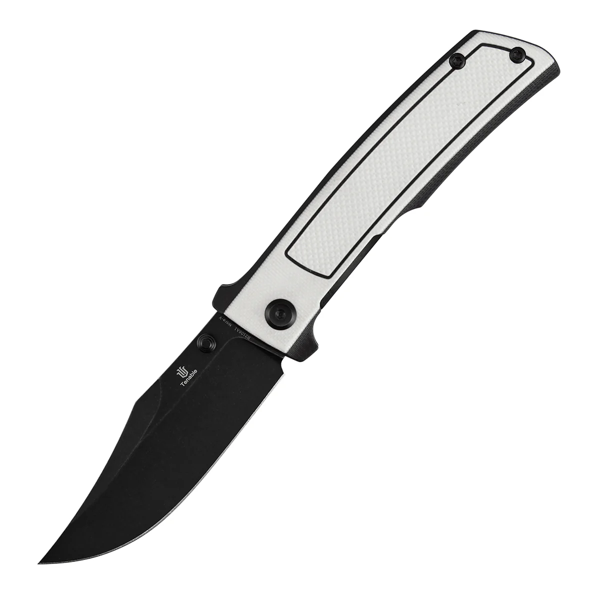 Tenable Bison Folding Knife | 3.24'' Blackwash Nitro V Blade | Black & White G10 with Frag Pattern Handle | Ray Laconico Knives Design | B2108A1 - Image 2
