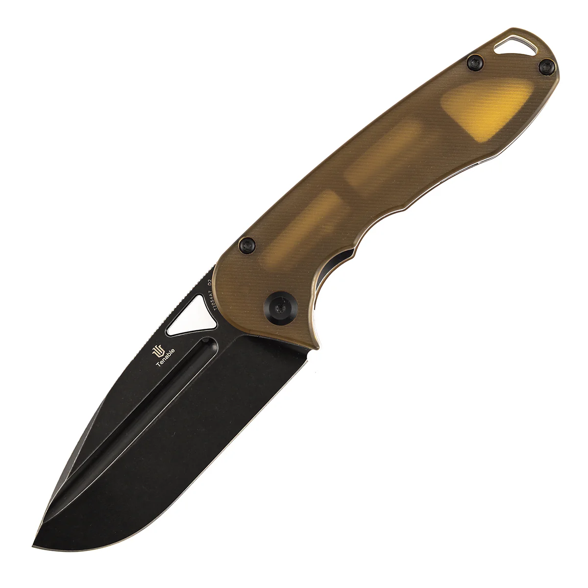 Tenable Bömbur Folding Knife Amber PEI Handle (3.53'' Blackwashed Blade) Midgards Messer Design--T1054A7 - Image 2