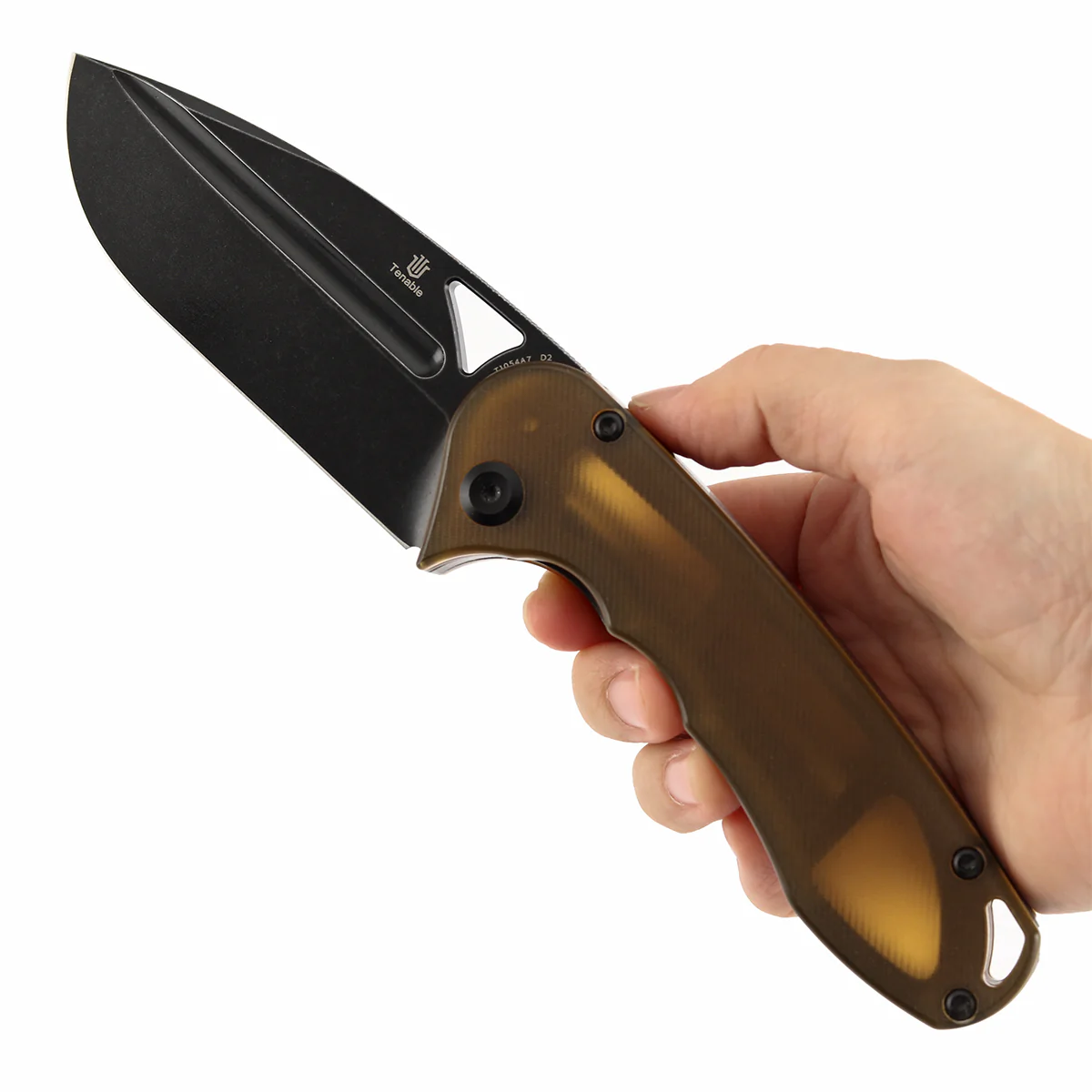 Tenable Bömbur Folding Knife Amber PEI Handle (3.53'' Blackwashed Blade) Midgards Messer Design--T1054A7 - Image 9