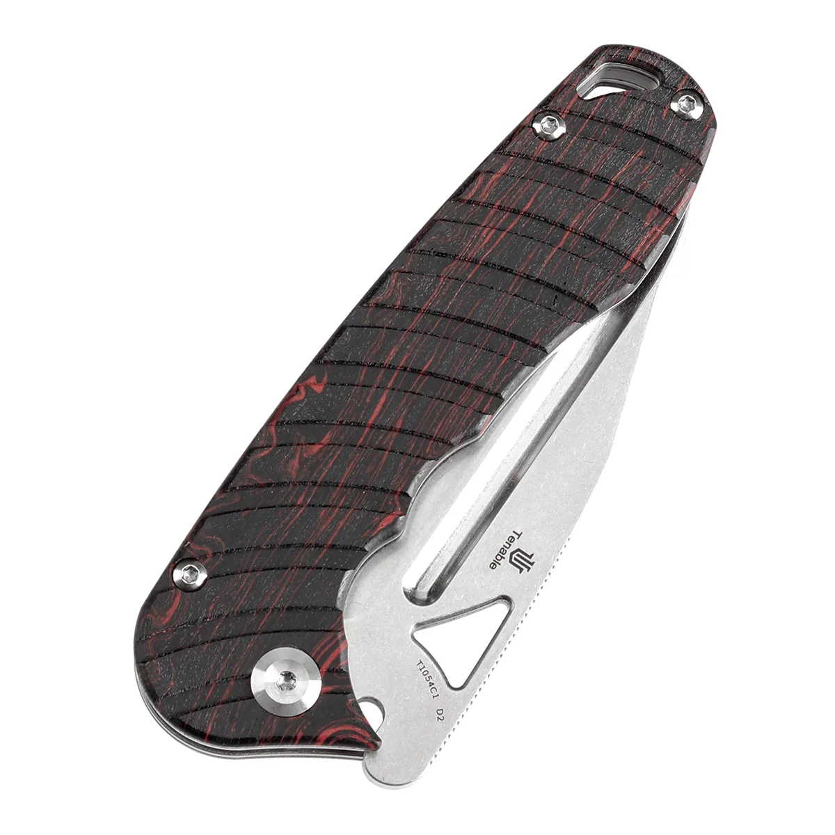 Expected shipment on July 15th-Tenable Bömbur Folding Knife Black and Red G-mascus Handle (3.53'' Stonewashed D2 Blade) Midgards Messer Design--T1054C1 - Image 7