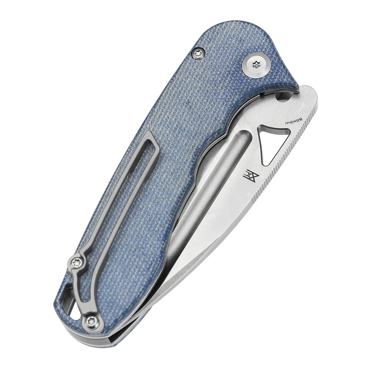 Tenable Bömbur Folding Knife Blue Micarta Handle (3.53'' Stonewashed D2 Blade) Midgards Messer Design--T1054A5 - Image 7