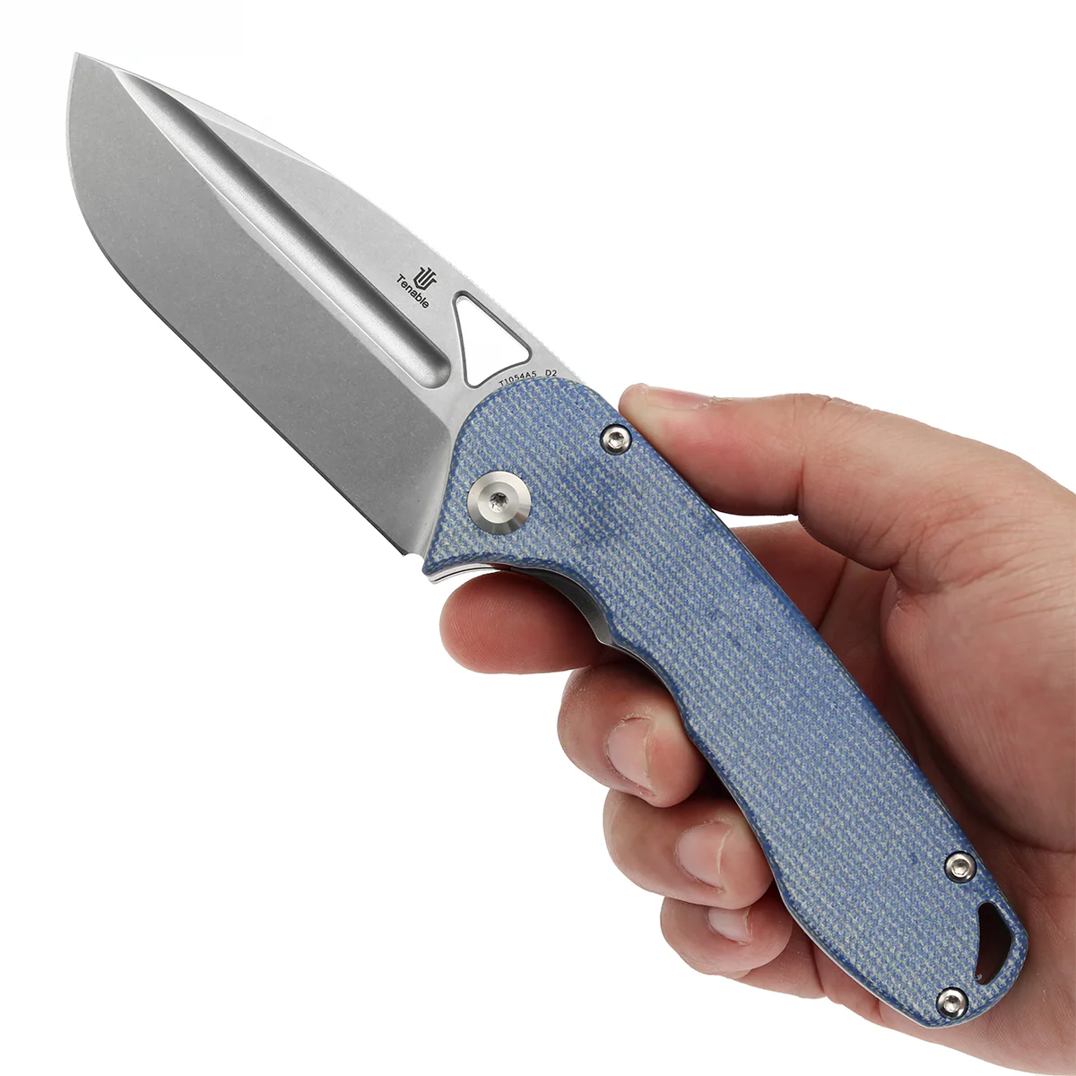 Tenable Bömbur Folding Knife Blue Micarta Handle (3.53'' Stonewashed D2 Blade) Midgards Messer Design--T1054A5 - Image 9