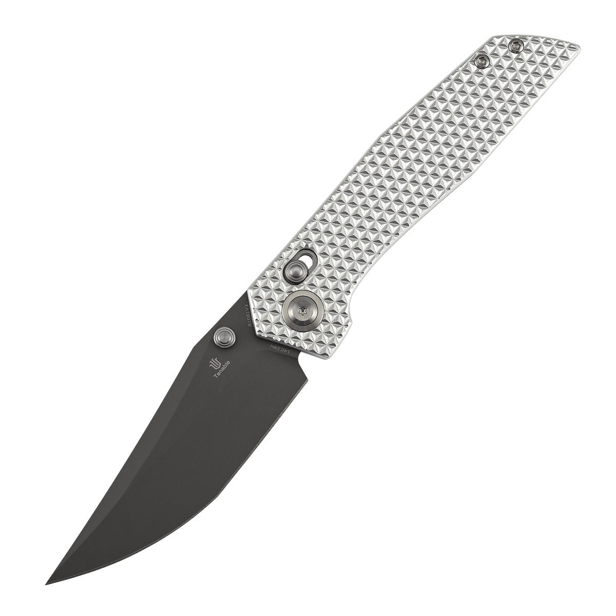 Tenable Deadite Cross Bar Lock Knife | 3.52" Gray TiCn Coated 14C28N Blade | Silver Aluminum Handle | TuffKnives Design - B1081V2 - Image 2