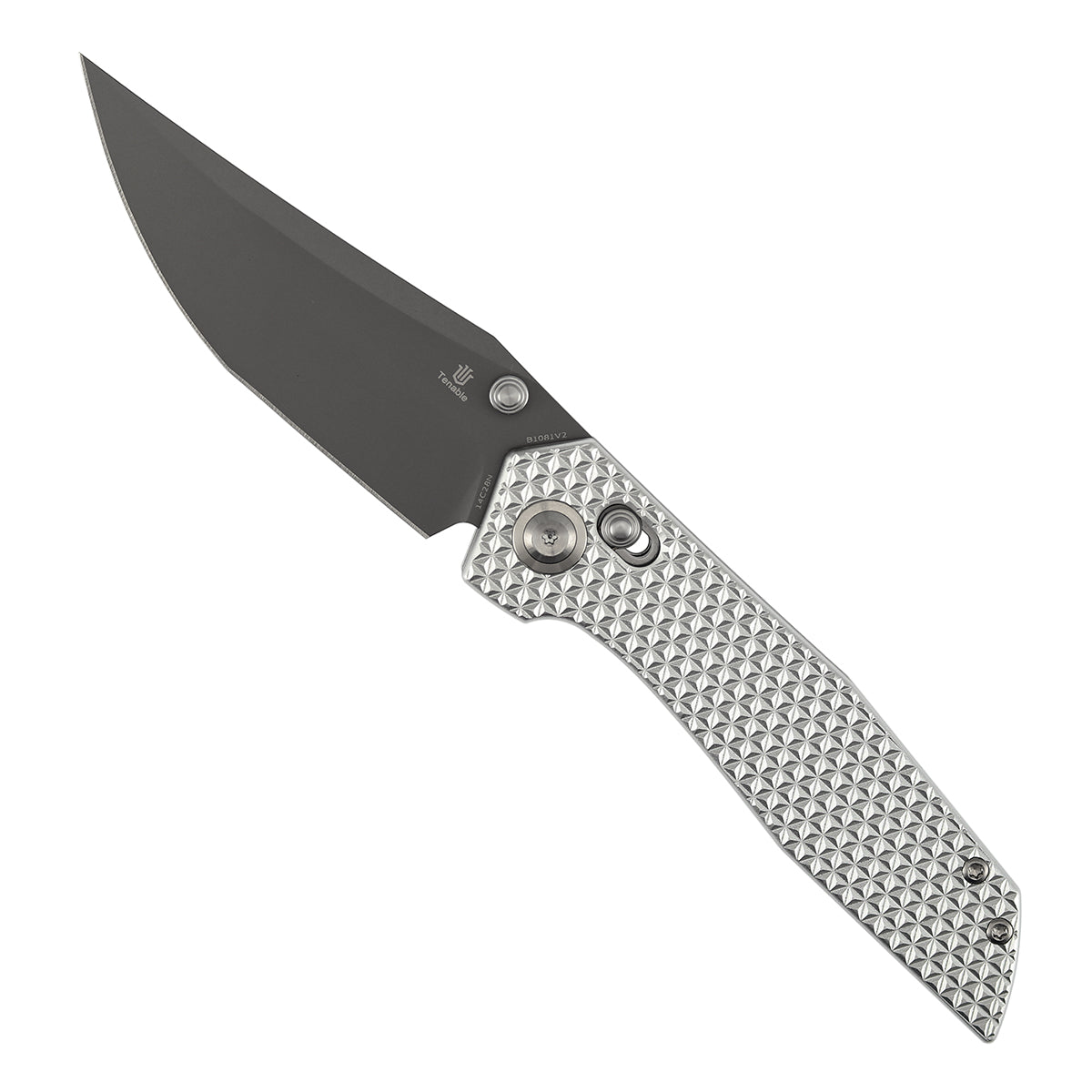 Tenable Deadite Cross Bar Lock Knife | 3.52" Gray TiCn Coated 14C28N Blade | Silver Aluminum Handle | TuffKnives Design - B1081V2 - Image 3