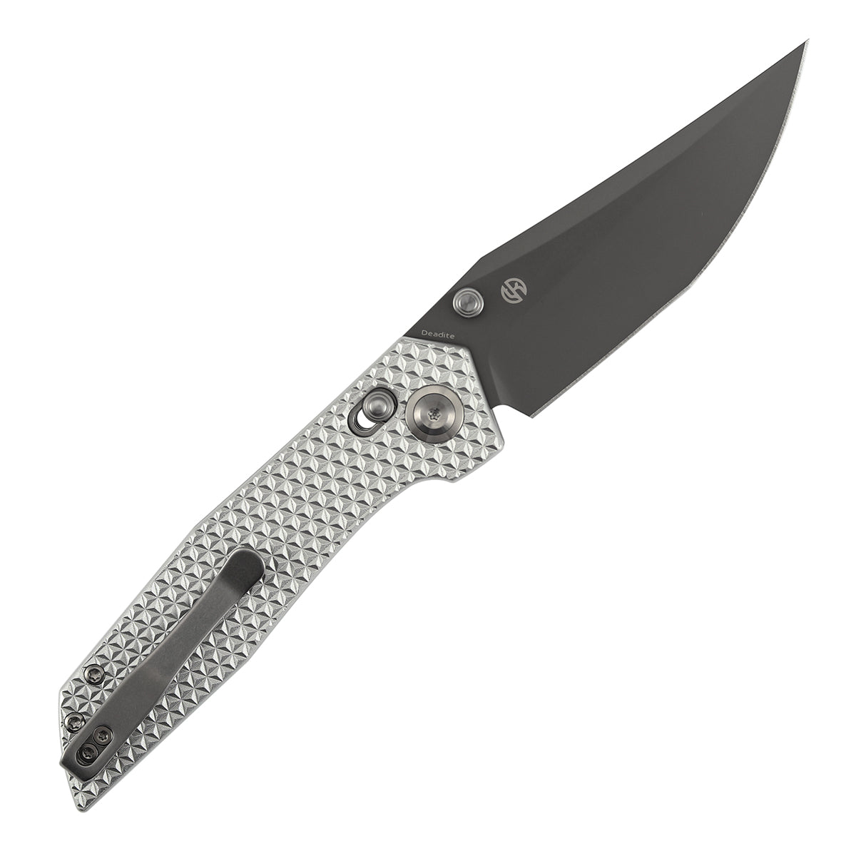 Tenable Deadite Cross Bar Lock Knife | 3.52" Gray TiCn Coated 14C28N Blade | Silver Aluminum Handle | TuffKnives Design - B1081V2 - Image 4