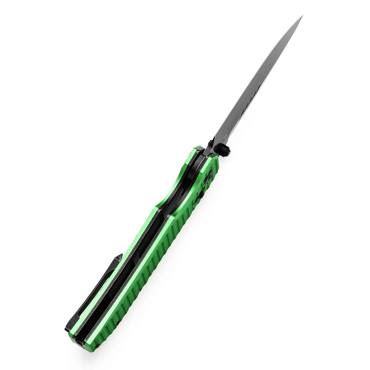 Tenable Eaglestrike Cross Bar Lock Folding Knife Green Anodized Aluminum with Diamond Pattern Handle (3.73'' Blackwash Nitro-V Blade) James Lowe Design-T1095V3 - Image 4