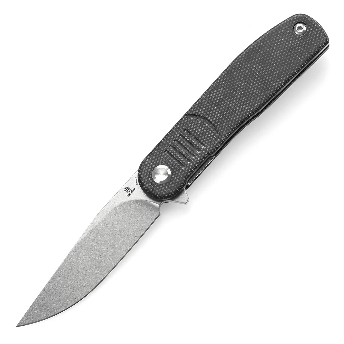 Tenable Einar Folding Knife Black Micarta Handle (3.13'' Stonewashed Nitro-V Blade) Justin Lundquist Design-T2072A3 - Image 2