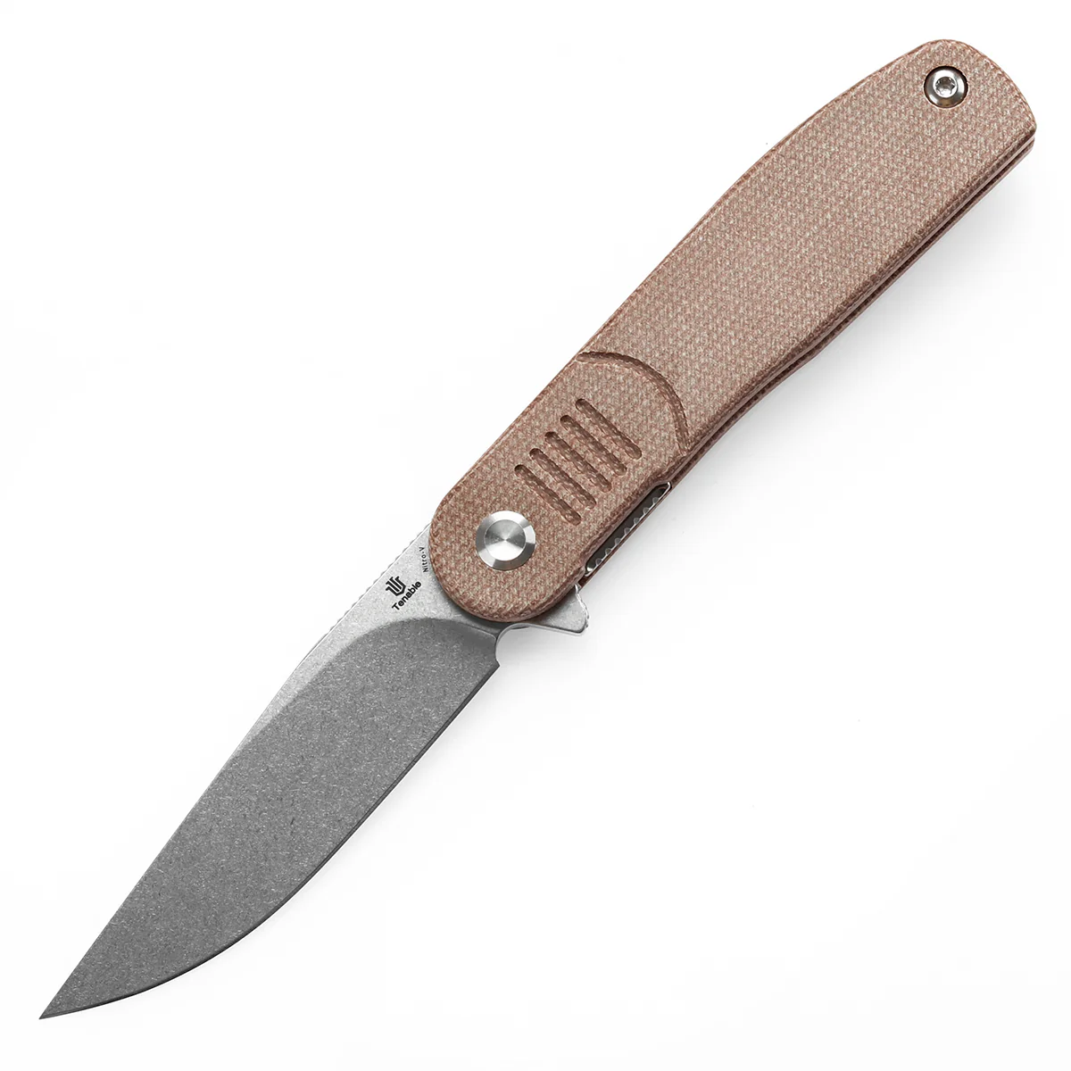 Tenable Einar Folding Knife Brown Micarta Handle (3.13'' Stonewashed Nitro-V Blade) Justin Lundquist Design-T2072A5 - Image 2